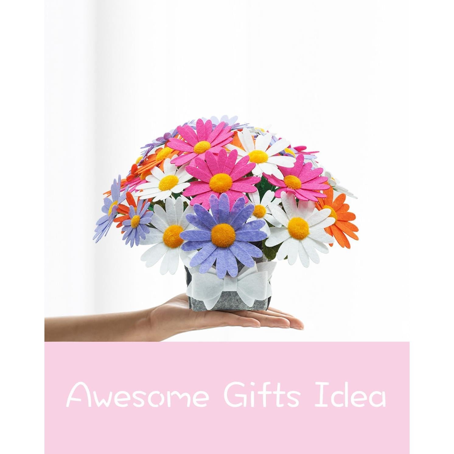 Kit de Artesanía de Flores de Fieltro BAZIMA, Ramo de Margaritas DIY