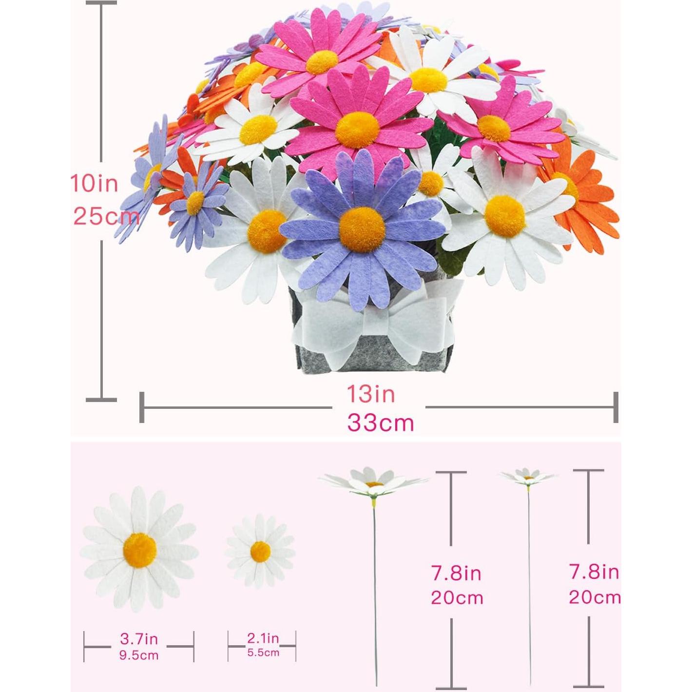 Kit de Artesanía de Flores de Fieltro BAZIMA, Ramo de Margaritas DIY
