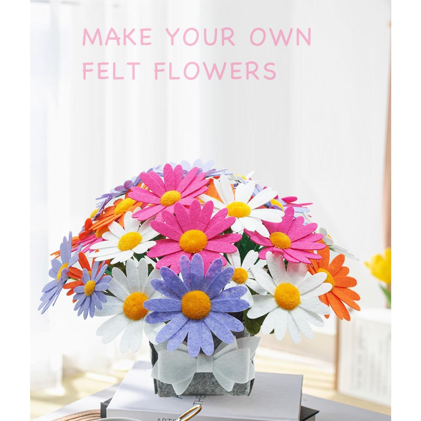 Kit de Artesanía de Flores de Fieltro BAZIMA, Ramo de Margaritas DIY