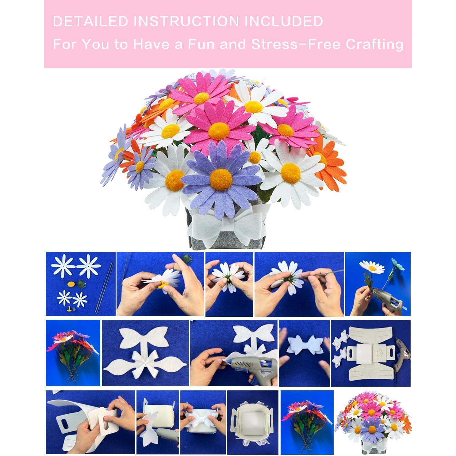 Kit de Artesanía de Flores de Fieltro BAZIMA, Ramo de Margaritas DIY