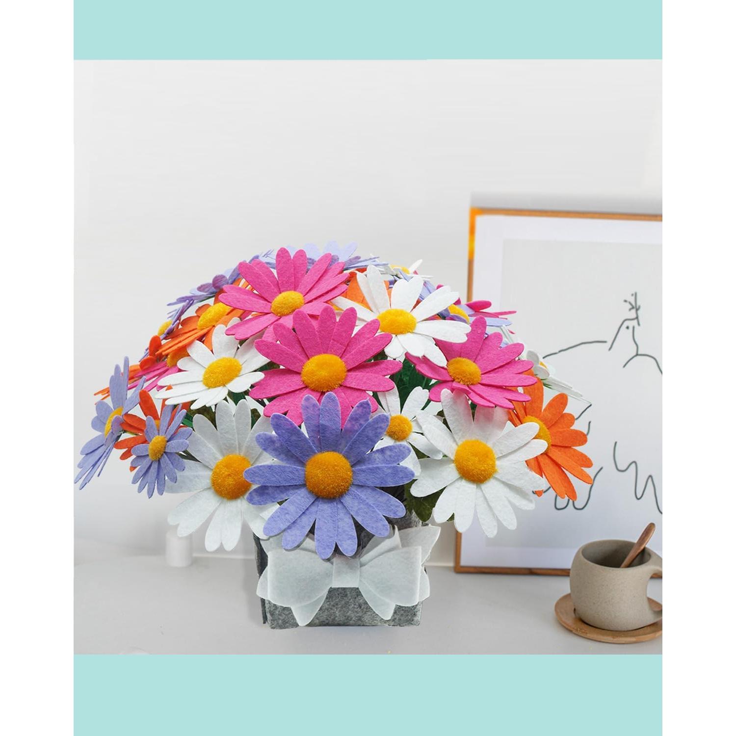 Kit de Artesanía de Flores de Fieltro BAZIMA, Ramo de Margaritas DIY
