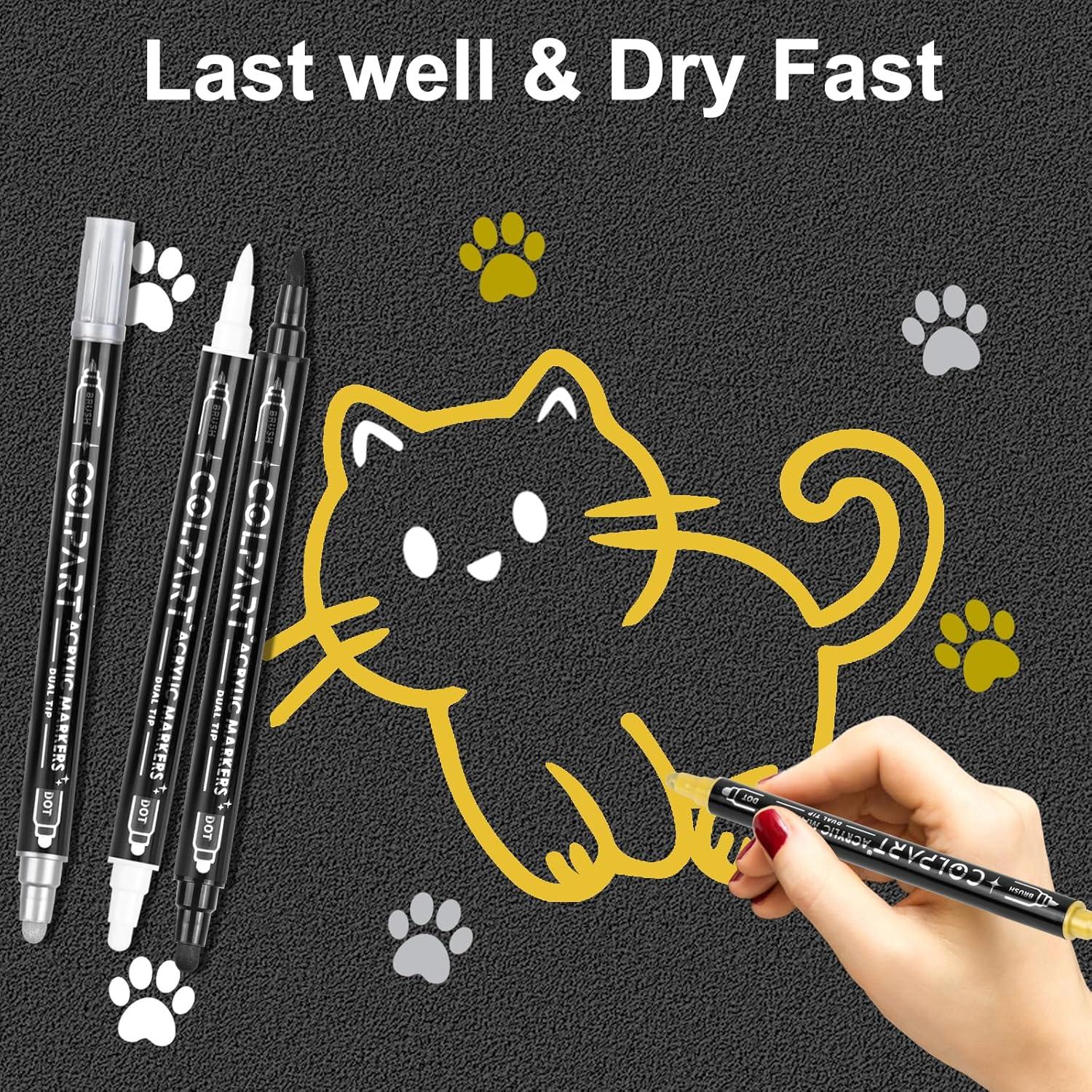 Marcadores de Pintura Acrílica HuiSikoo - Paquete de 4 Doble Punta