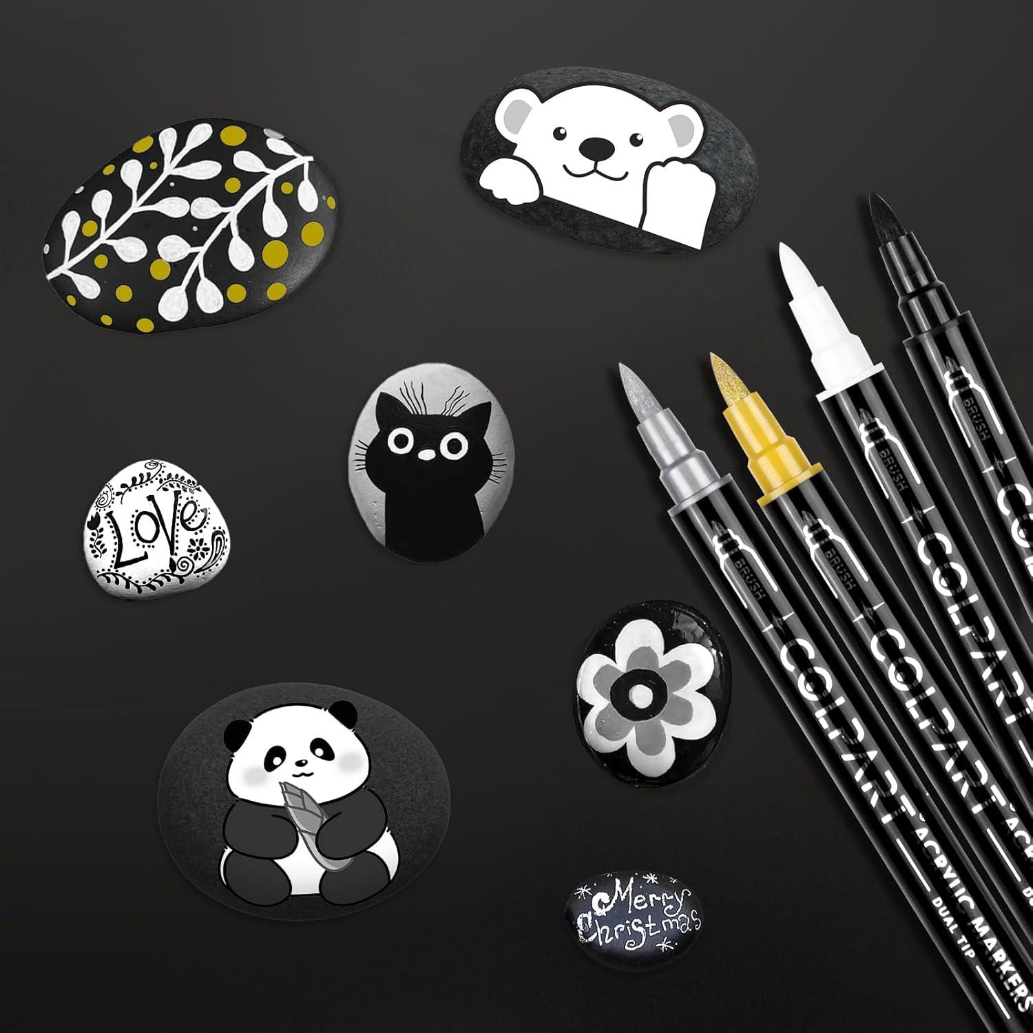 Marcadores de Pintura Acrílica HuiSikoo - Paquete de 4 Doble Punta