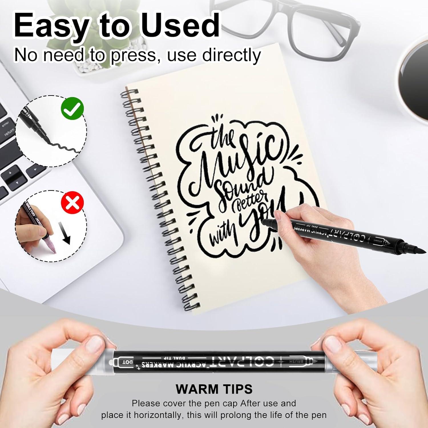 Marcadores de Pintura Acrílica HuiSikoo - Paquete de 4 Doble Punta