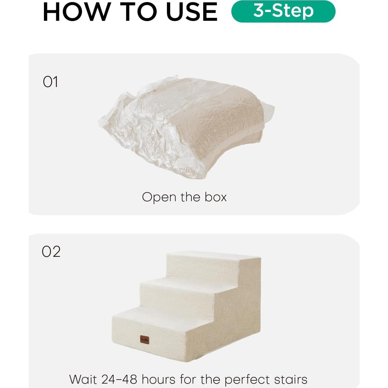 Escaleras para Perros Made4Pets 3 Escalones Beige Antideslizantes