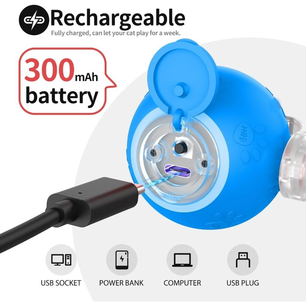 Juguete Interactivo para Gatos Tonosa O10 - Bola Automática Azul