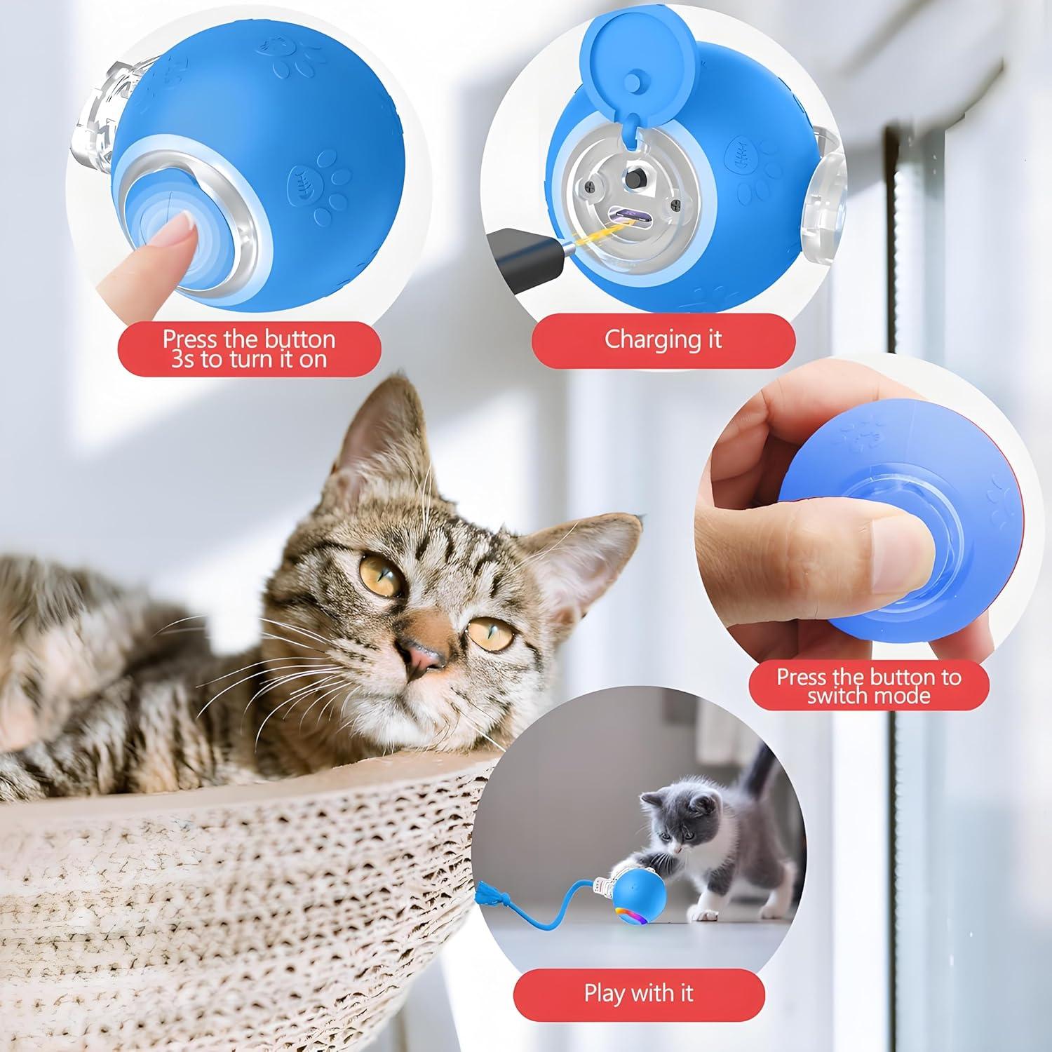 Juguete Interactivo para Gatos Tonosa O10 - Bola Automática Azul