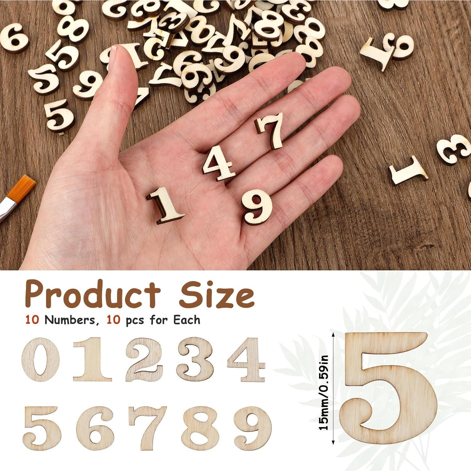 Números de Madera Natural Molain 100 Piezas 15mm DIY