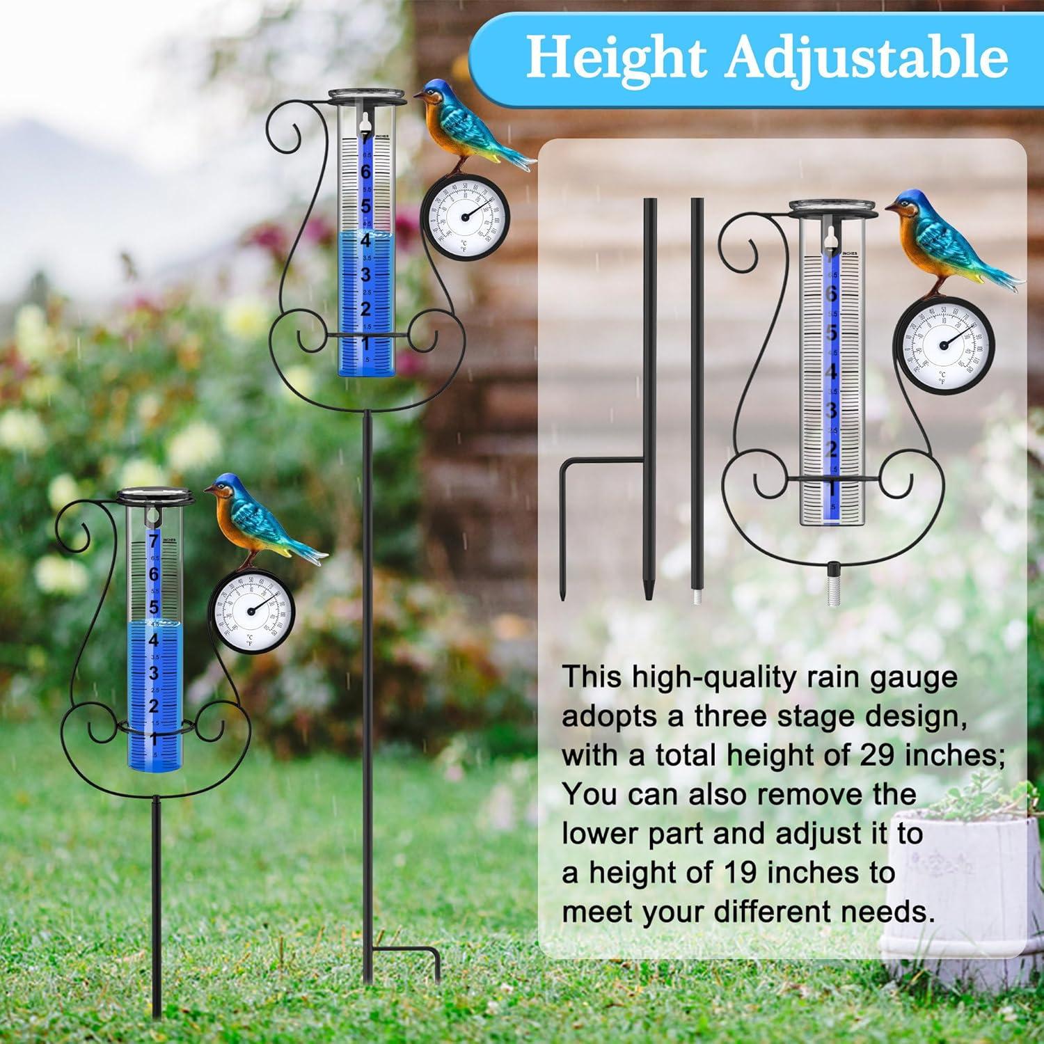 Pluviómetro Digital Grande Rose Manor con Termómetro y Colibrí