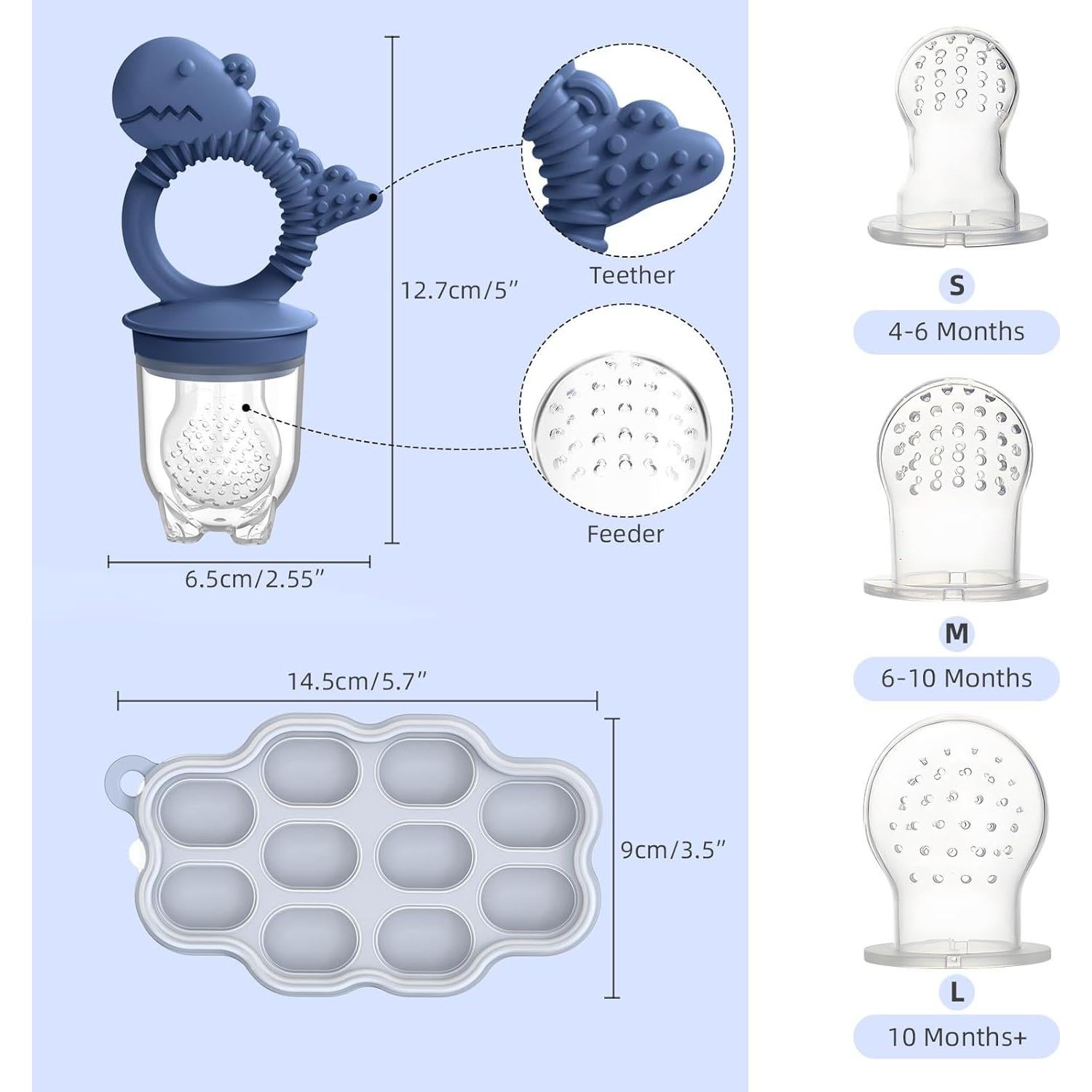 Moldes de Popsicle y Alimentador de Frutas btrfe - Silicona Azul