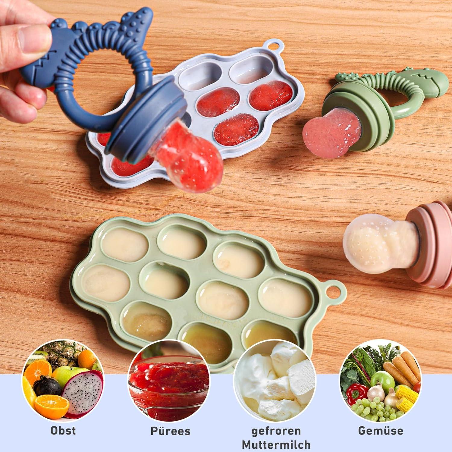 Moldes de Popsicle y Alimentador de Frutas btrfe - Silicona Azul