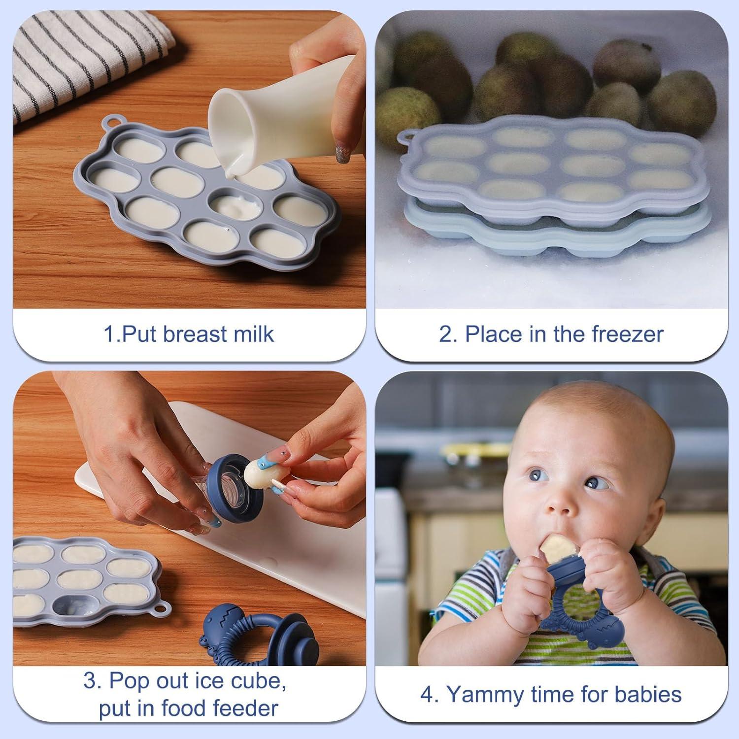 Moldes de Popsicle y Alimentador de Frutas btrfe - Silicona Azul