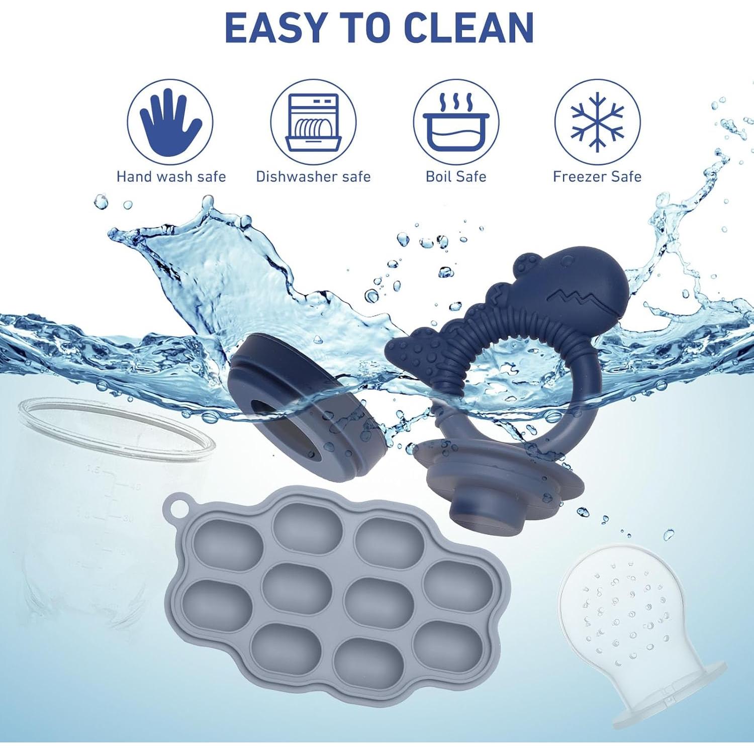 Moldes de Popsicle y Alimentador de Frutas btrfe - Silicona Azul