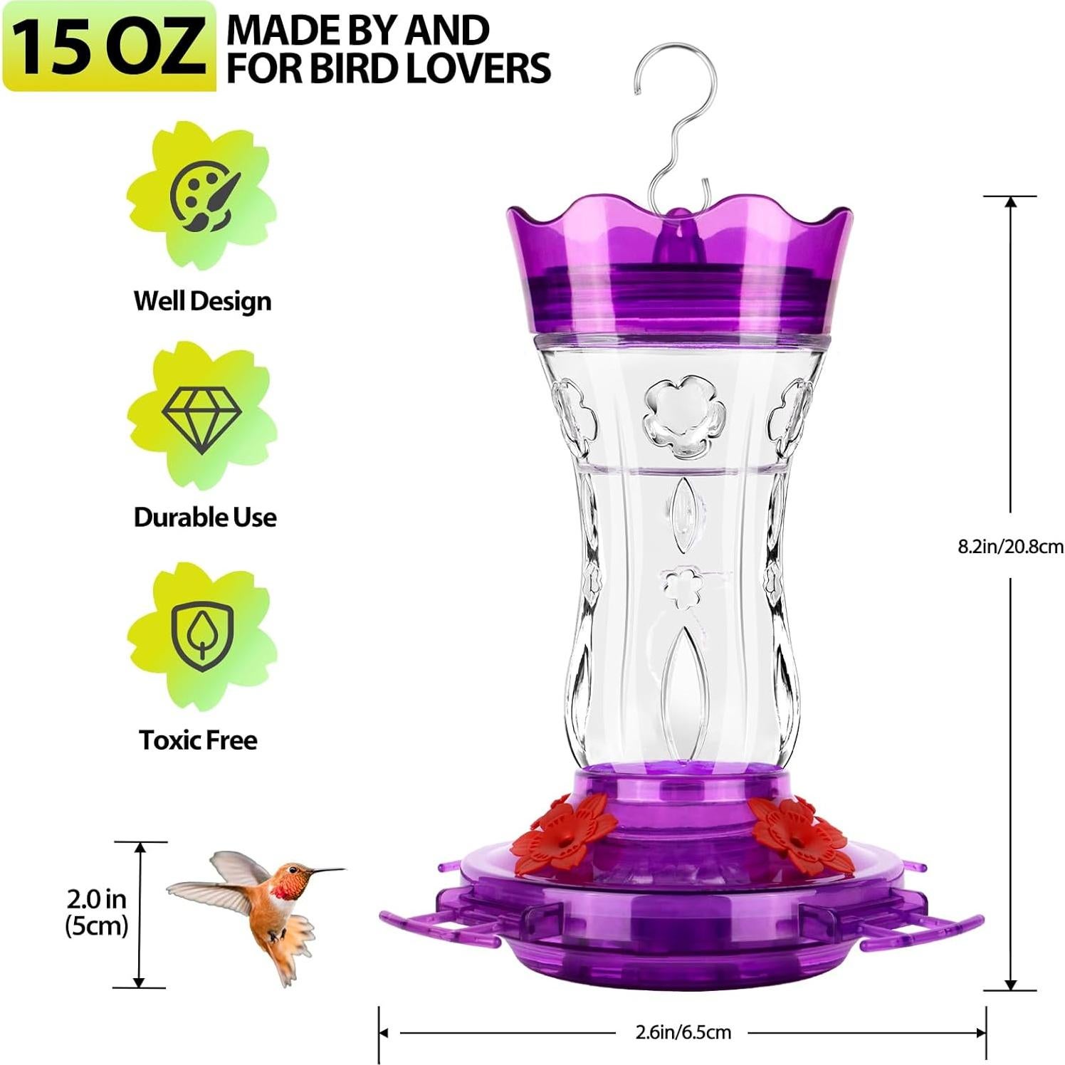 Comedero para colibrí XAROO de vidrio 425g con trampa para hormigas