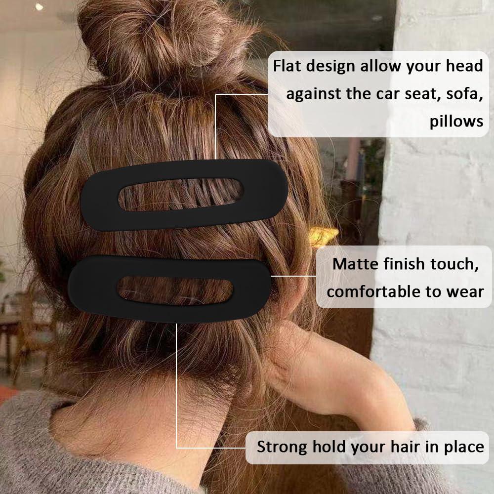 Clips de Cabello Planos Ahoney - Paquete de 12, 3 Tamaños, Negro