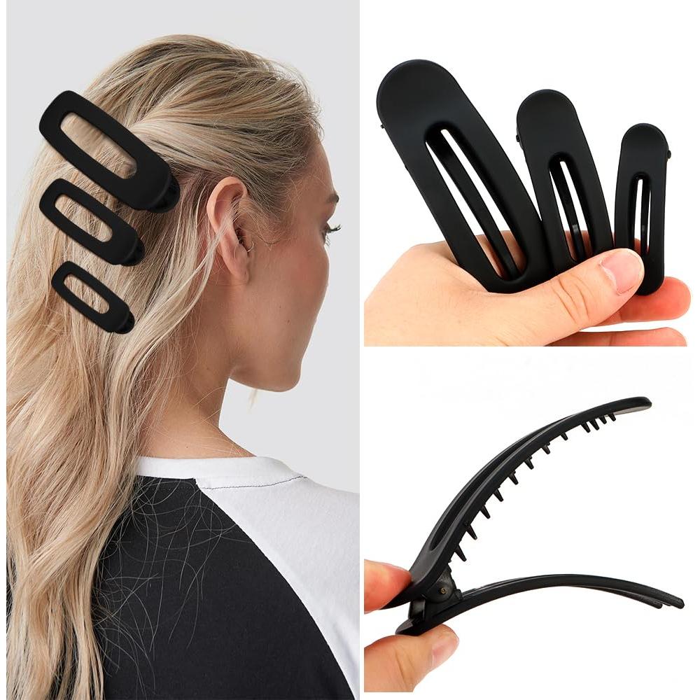 Clips de Cabello Planos Ahoney - Paquete de 12, 3 Tamaños, Negro