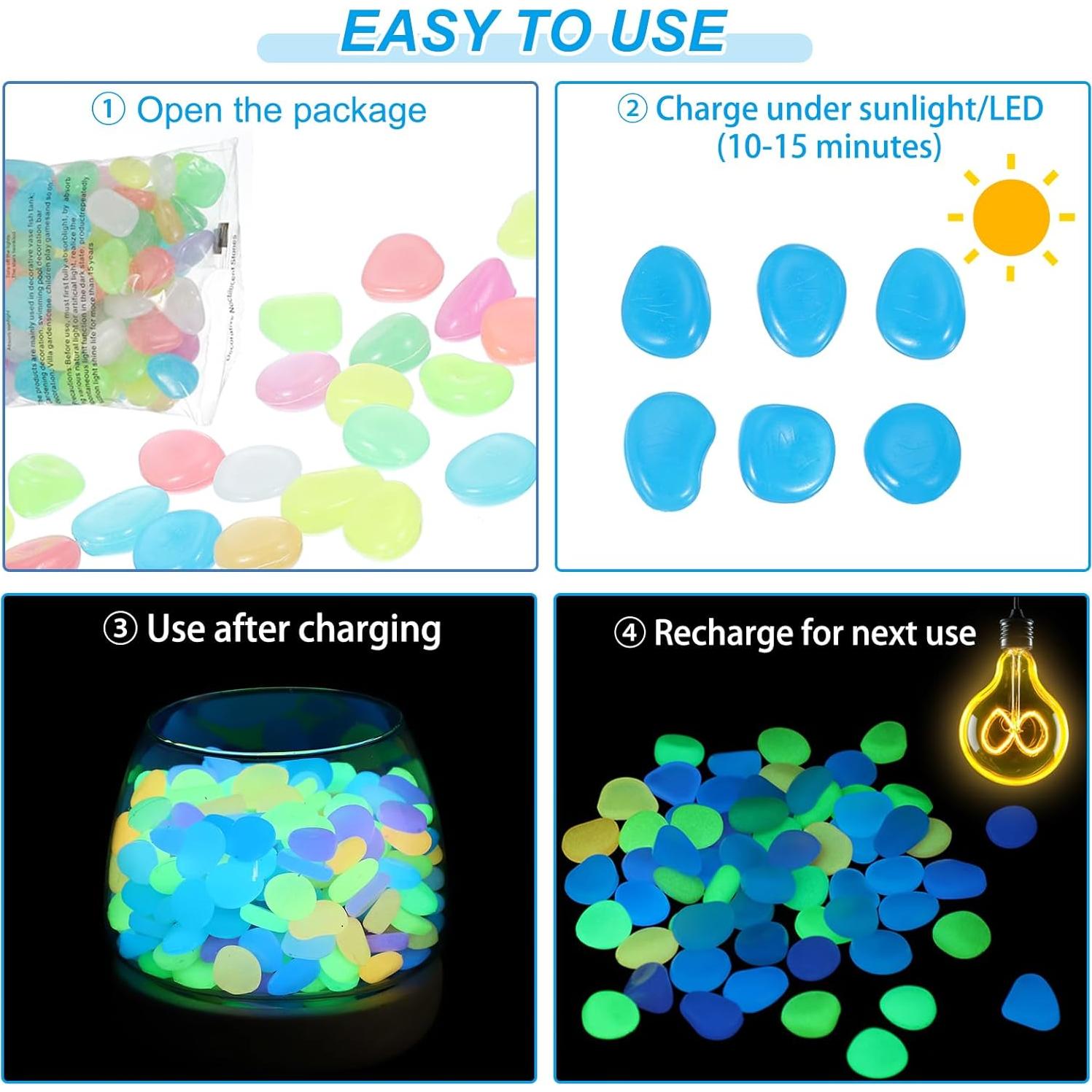 Piedras Brillantes PATIKIL 100 Pcs Cian para Jardín y Acuarios