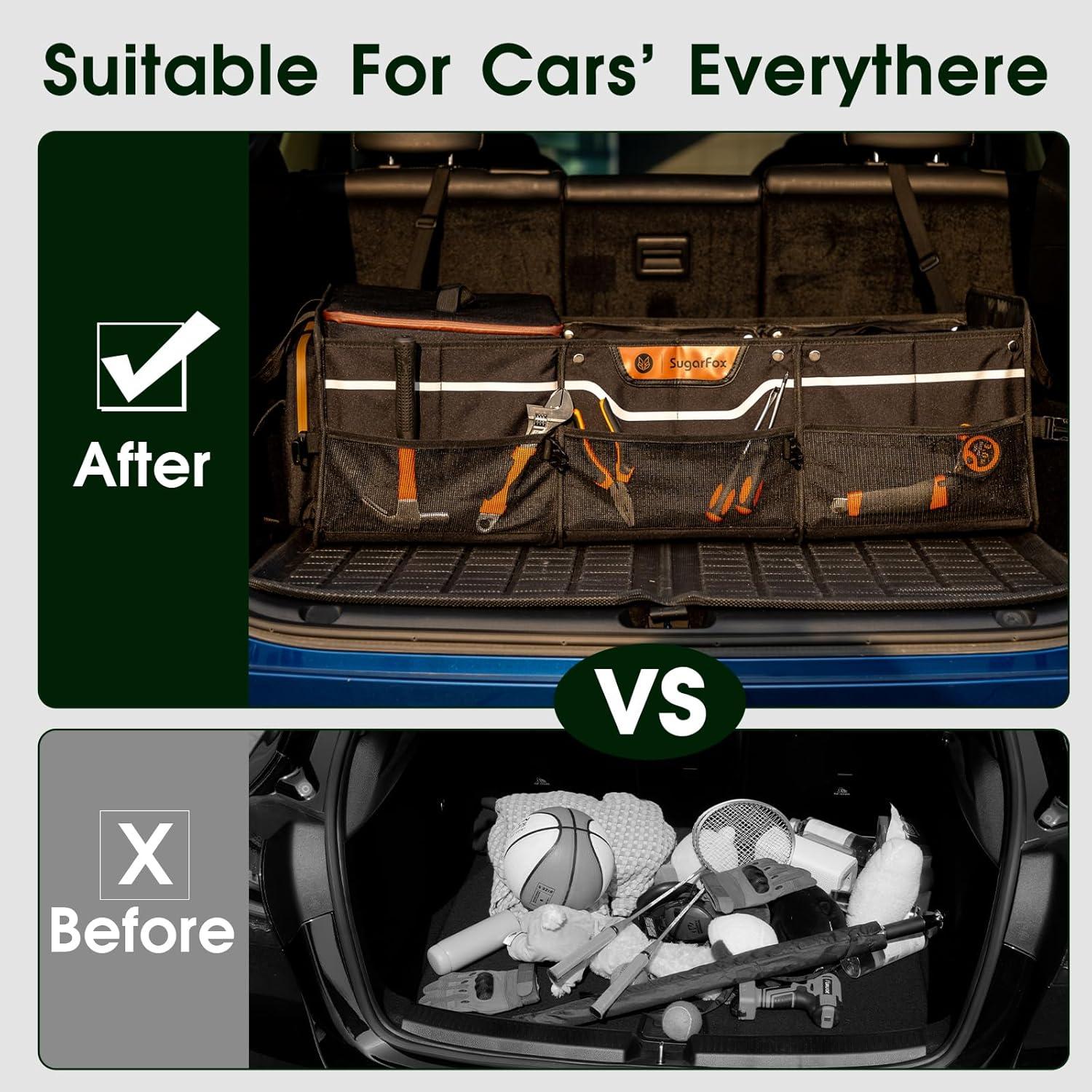 Organizador de Maletero SugarFox 95L Impermeable Plegable Negro