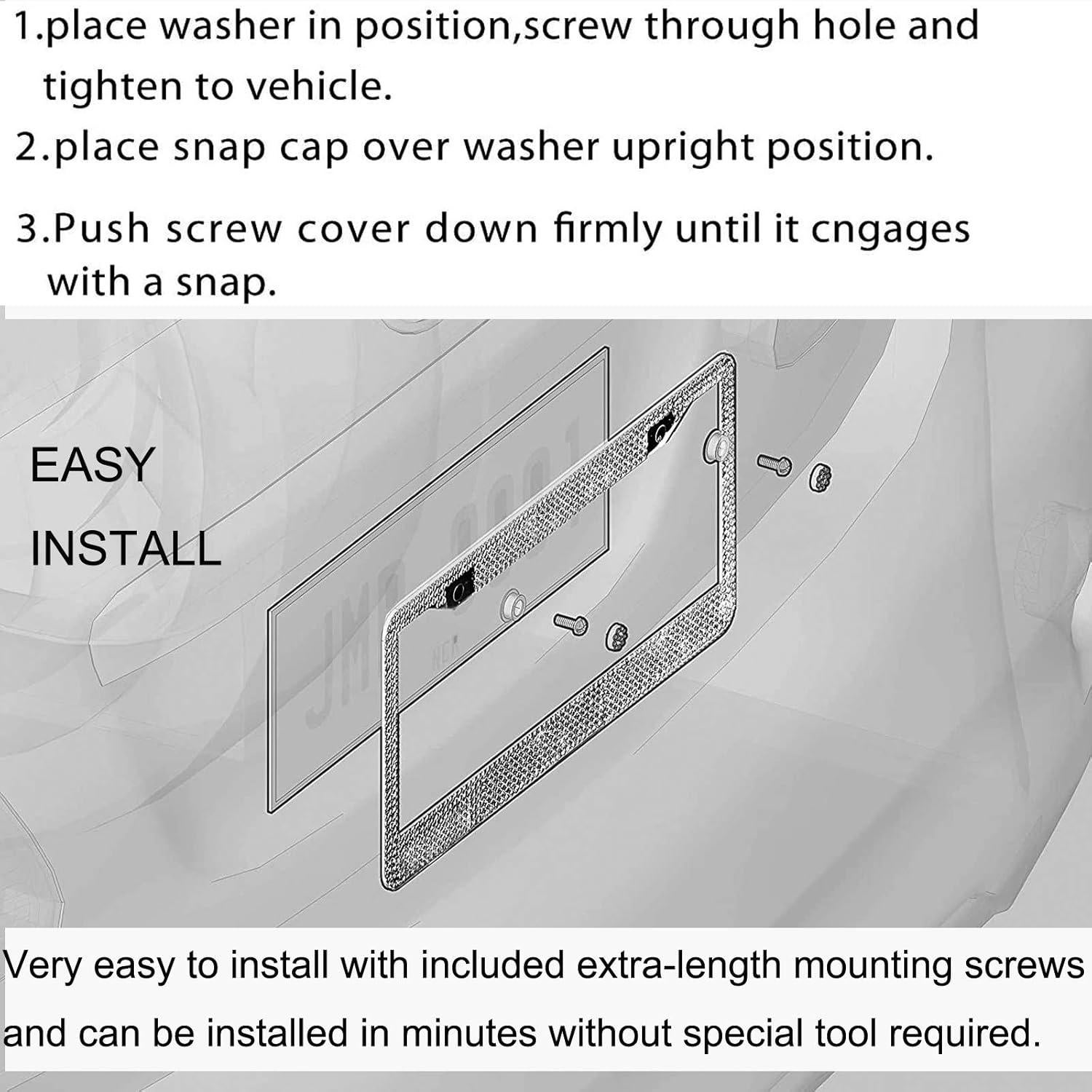 Marco de Placa de Licencia Shering con Rhinestones Negros 2 Pcs