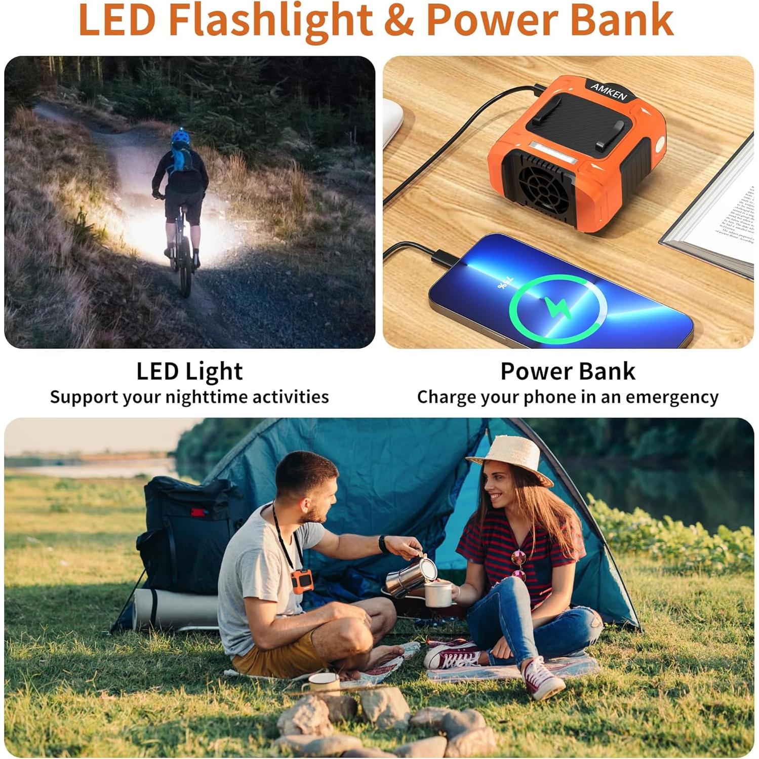 Ventilador de Cintura AMKEN - Clip Portátil 3 Velocidades 10000mAh