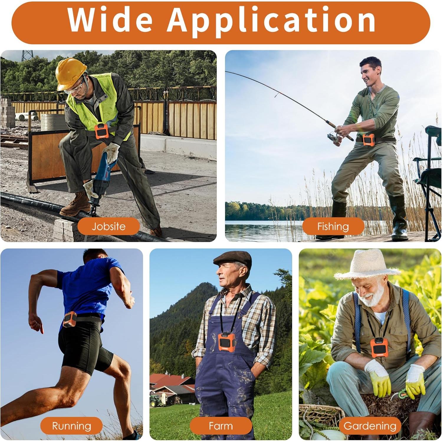 Ventilador de Cintura AMKEN - Clip Portátil 3 Velocidades 10000mAh