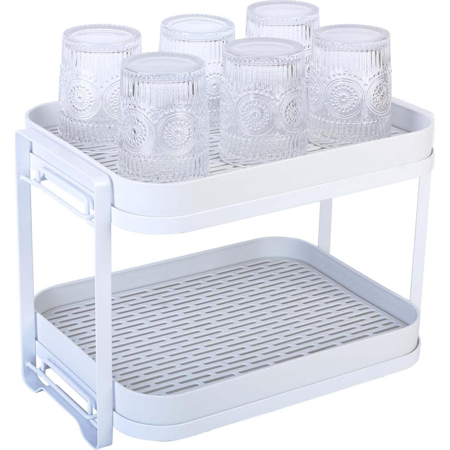 Estante para Secar Tazas Zosenley 2 Niveles con Bandeja Drenaje
