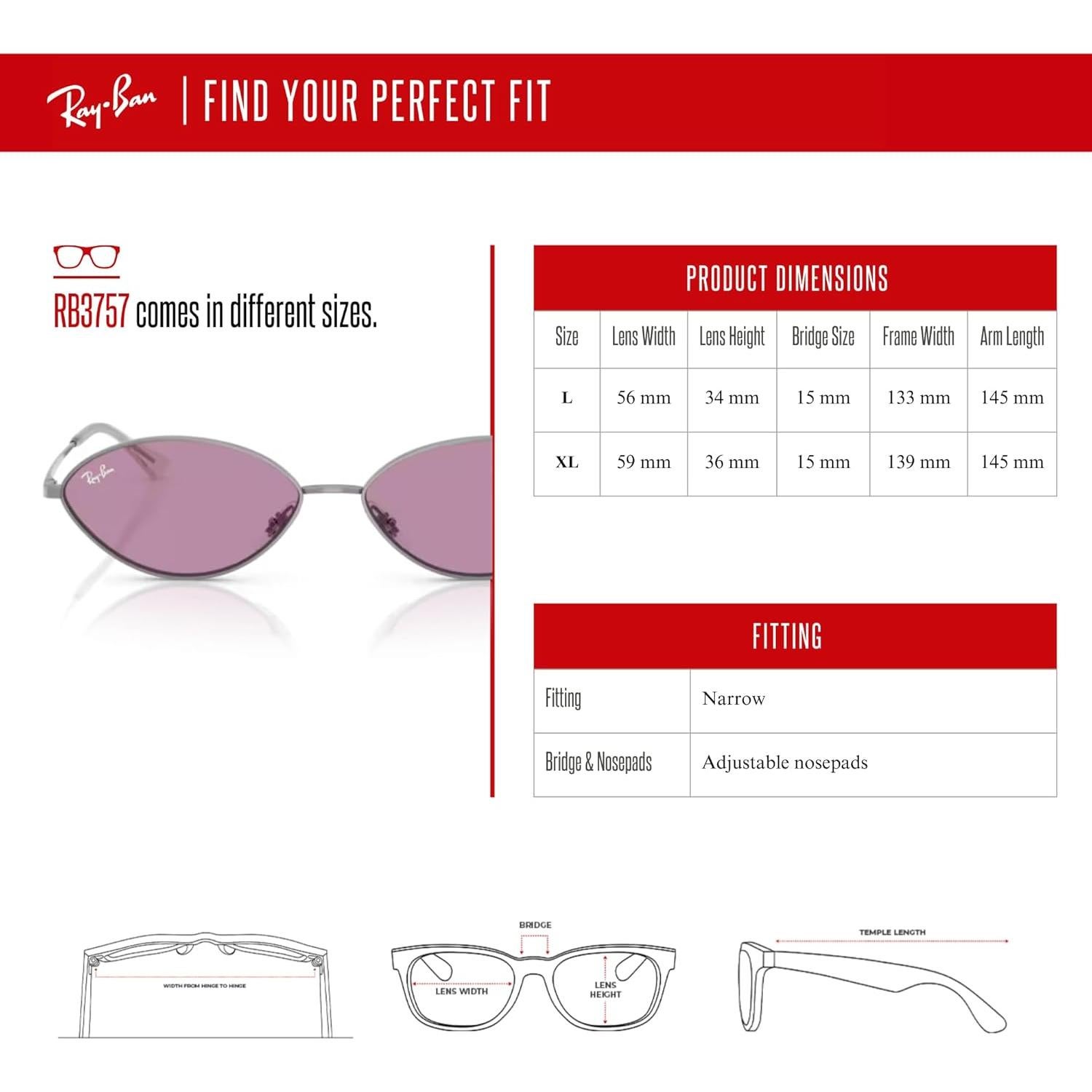 Gafas de sol Ray-Ban RB3757 Kai Oval Unisex Gunmetal 56mm