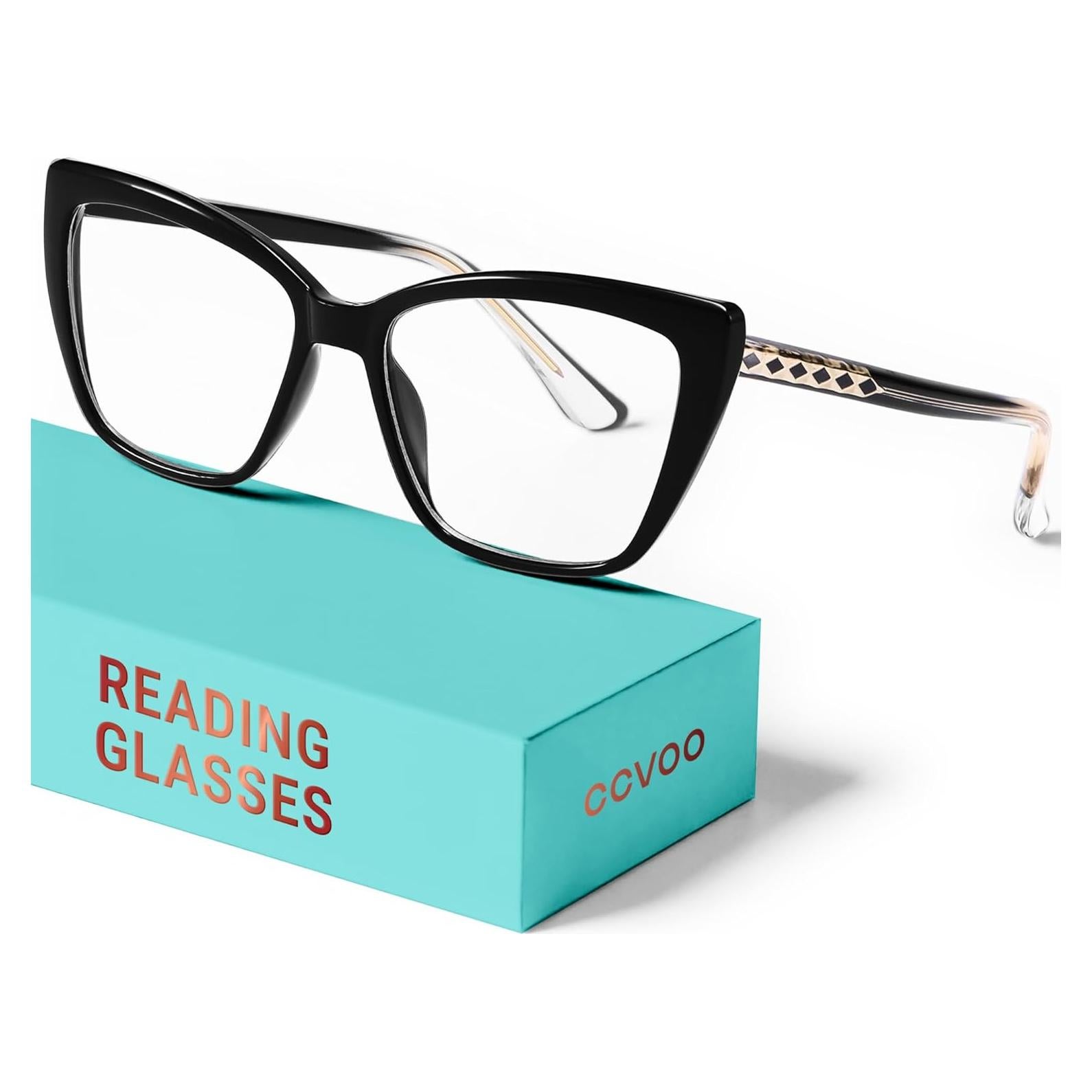 Gafas de lectura CCVOO para mujeres, bloqueo luz azul, grandes