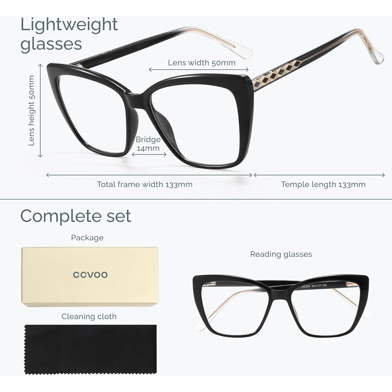 Gafas de lectura CCVOO para mujeres, bloqueo luz azul, grandes