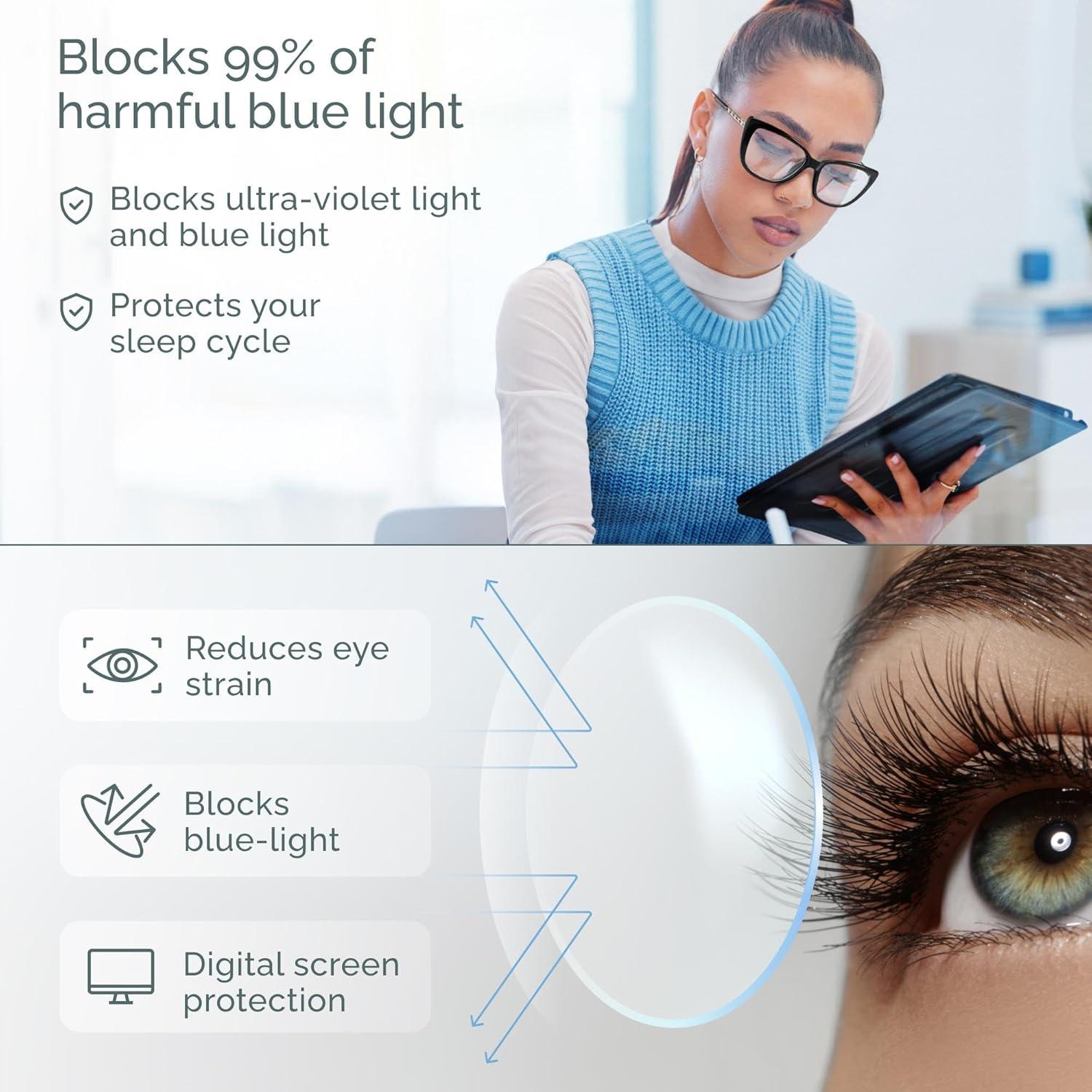 Gafas de lectura CCVOO para mujeres, bloqueo luz azul, grandes