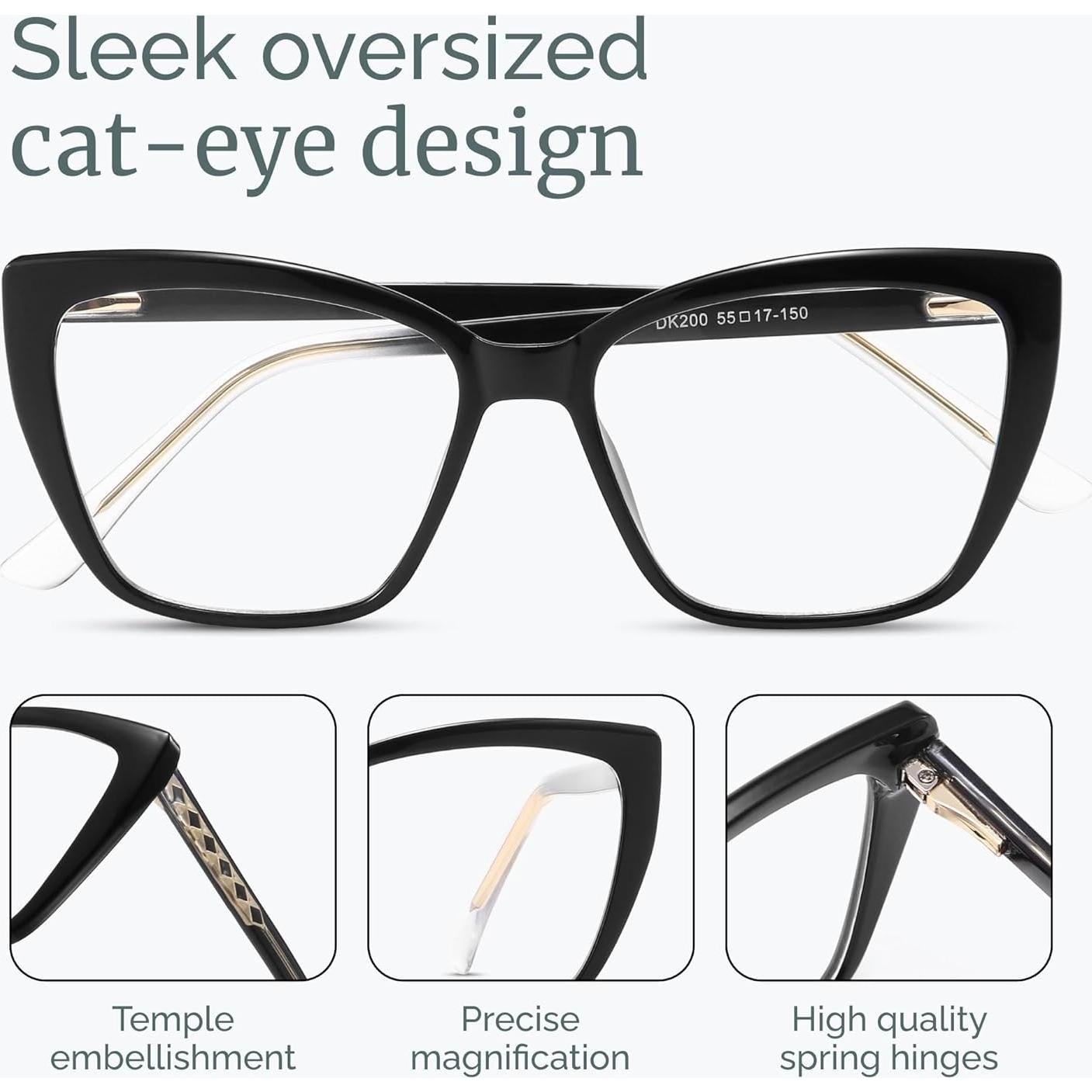 Gafas de lectura CCVOO para mujeres, bloqueo luz azul, grandes