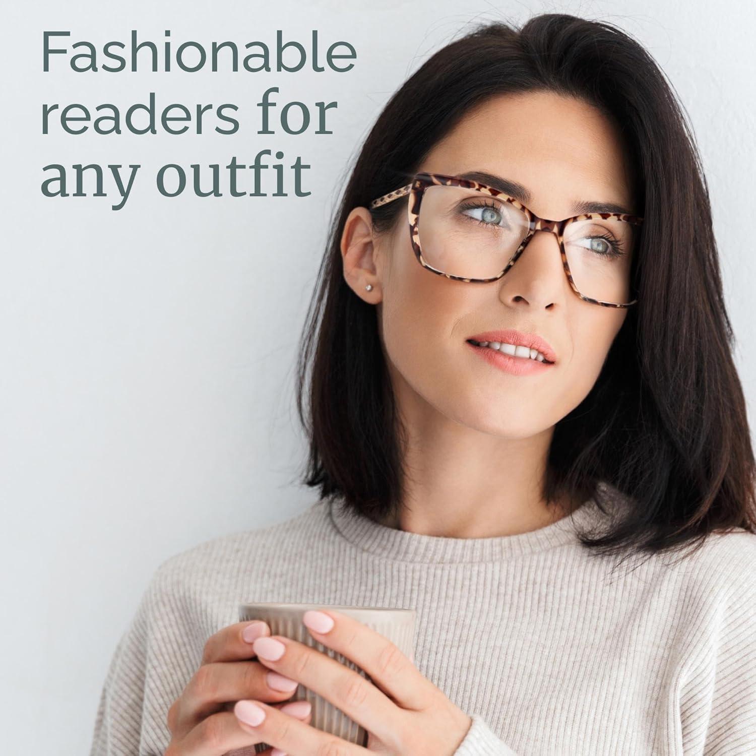 Gafas de lectura CCVOO para mujeres, bloqueo luz azul, grandes