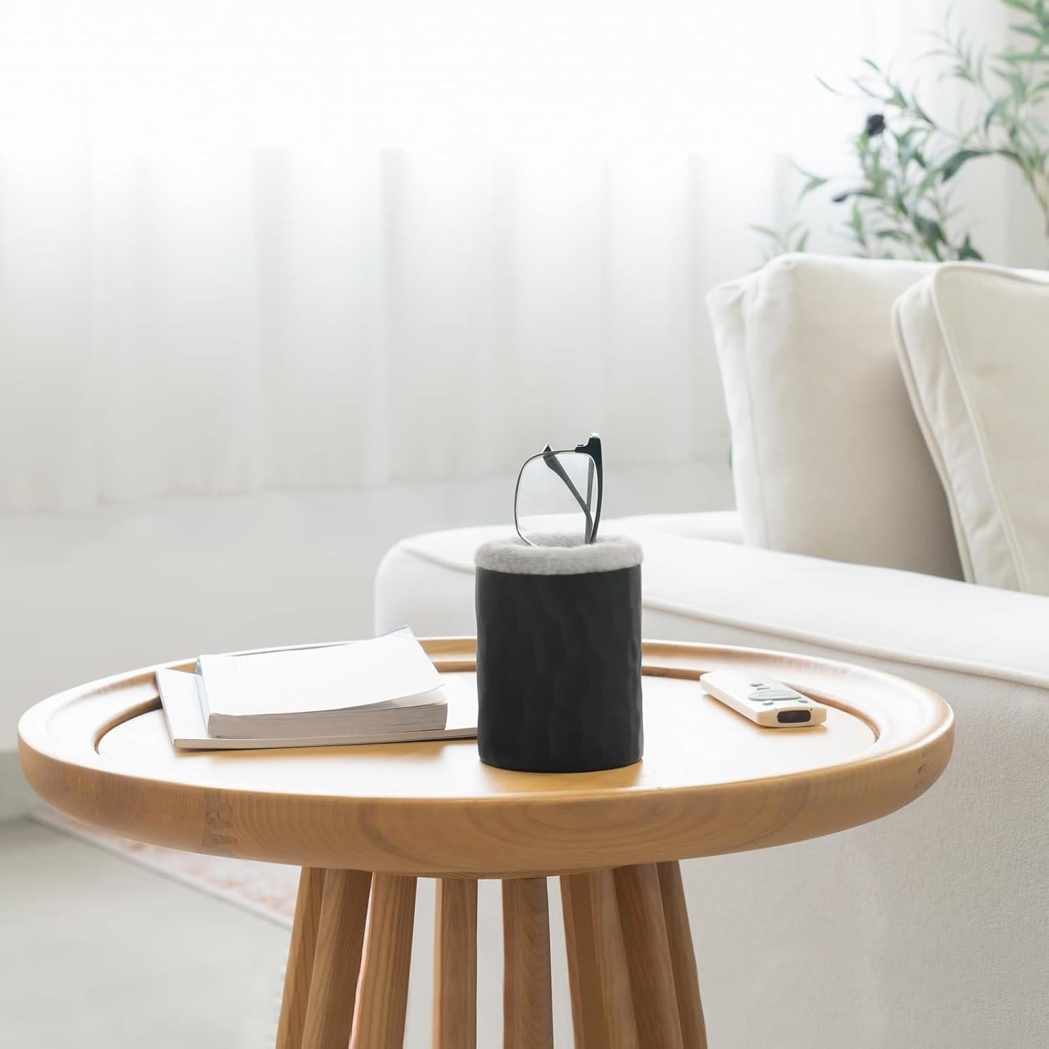 Soporte para Gafas Forrado de Peluche Mkono Negro - Organizador de Escritorio