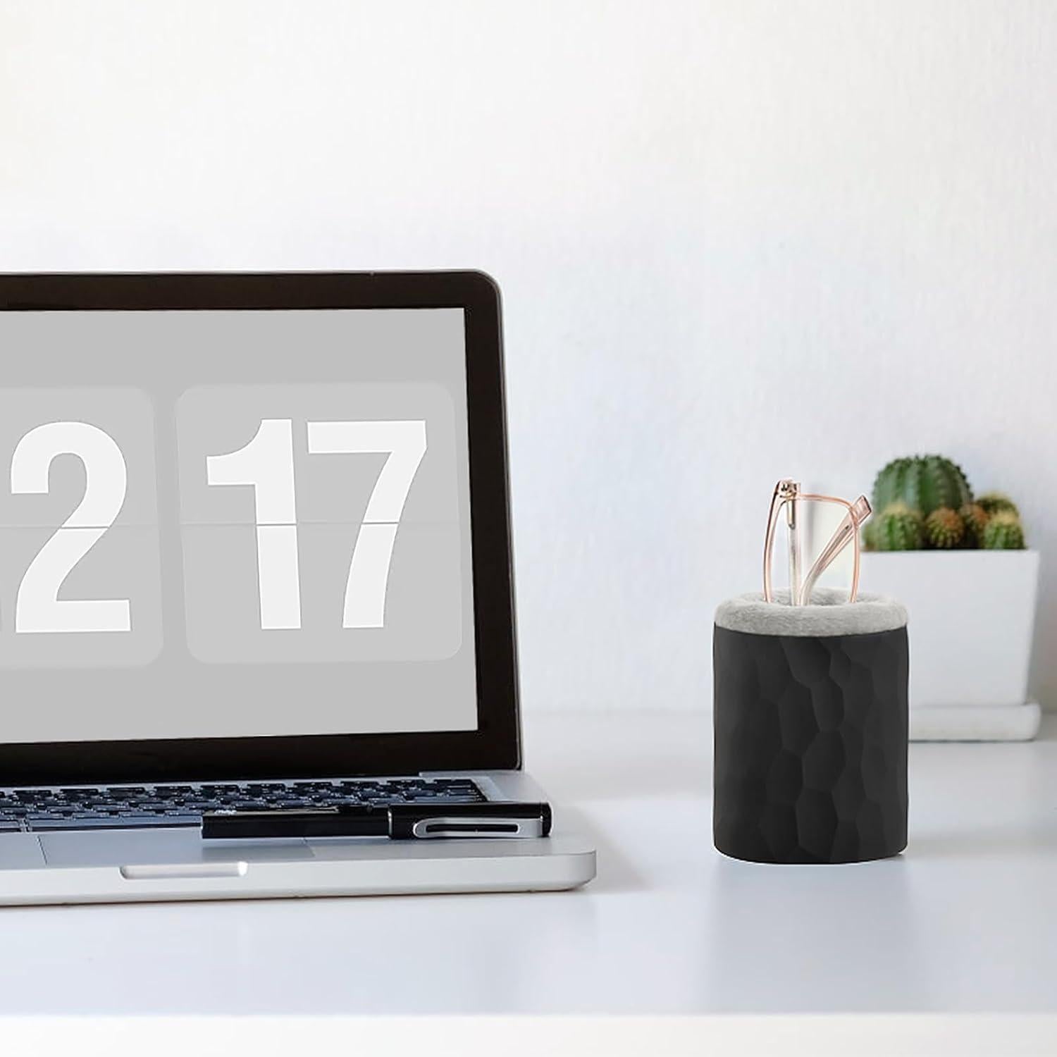 Soporte para Gafas Forrado de Peluche Mkono Negro - Organizador de Escritorio