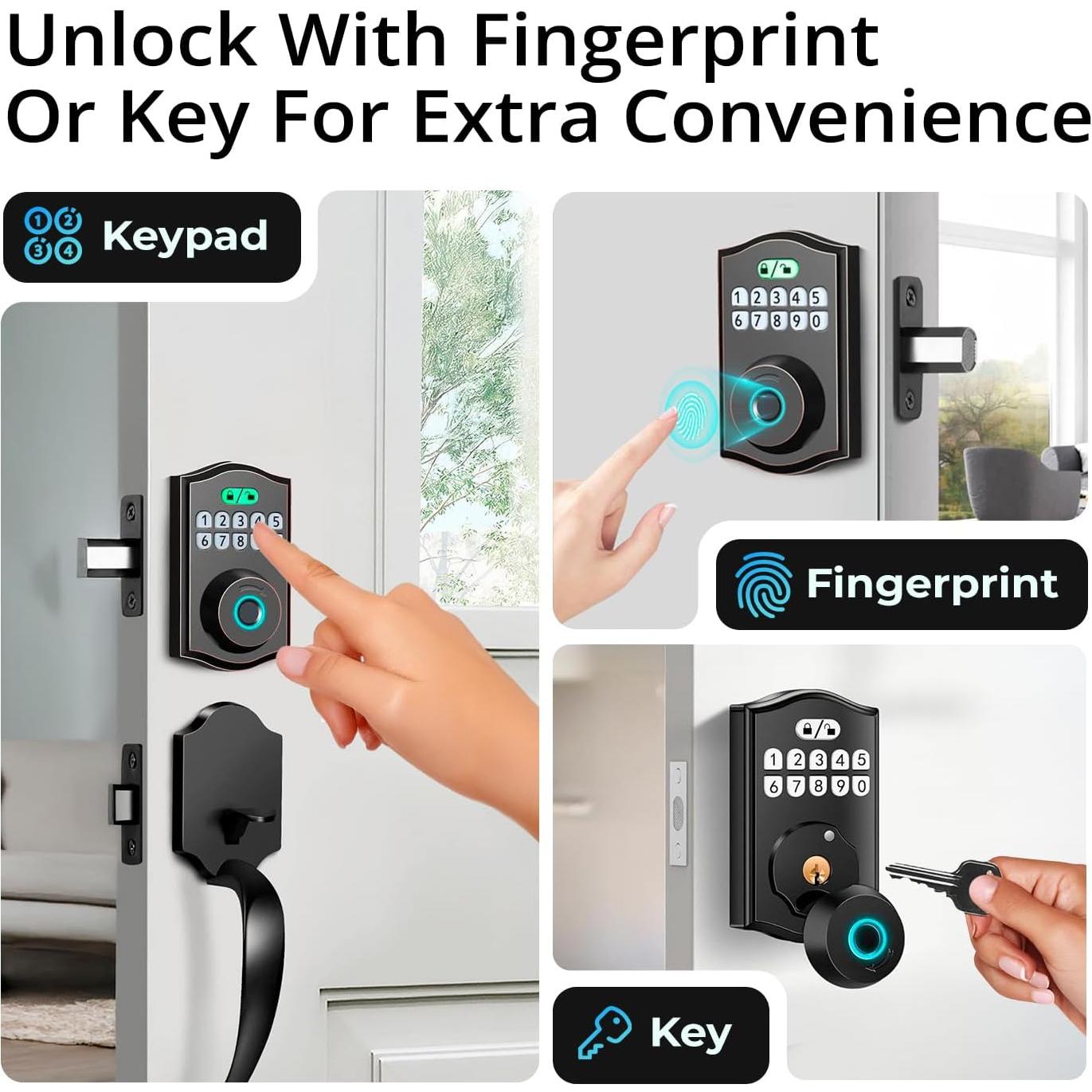 Cerradura Inteligente Miko Group Huella Dactilar Negra 2.21 kg