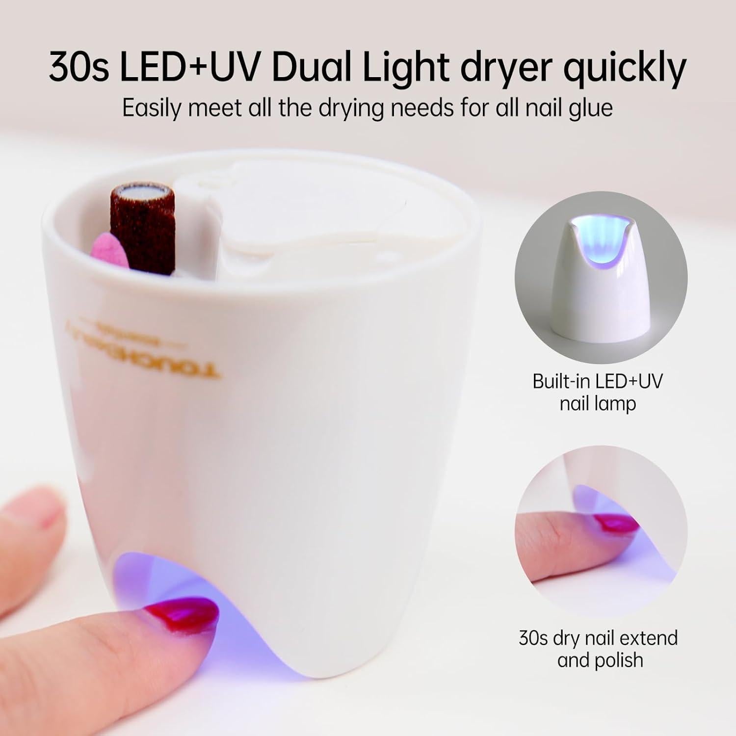 TOUCHBeauty Taladro Eléctrico para Uñas Oro, Kit Manicura UV