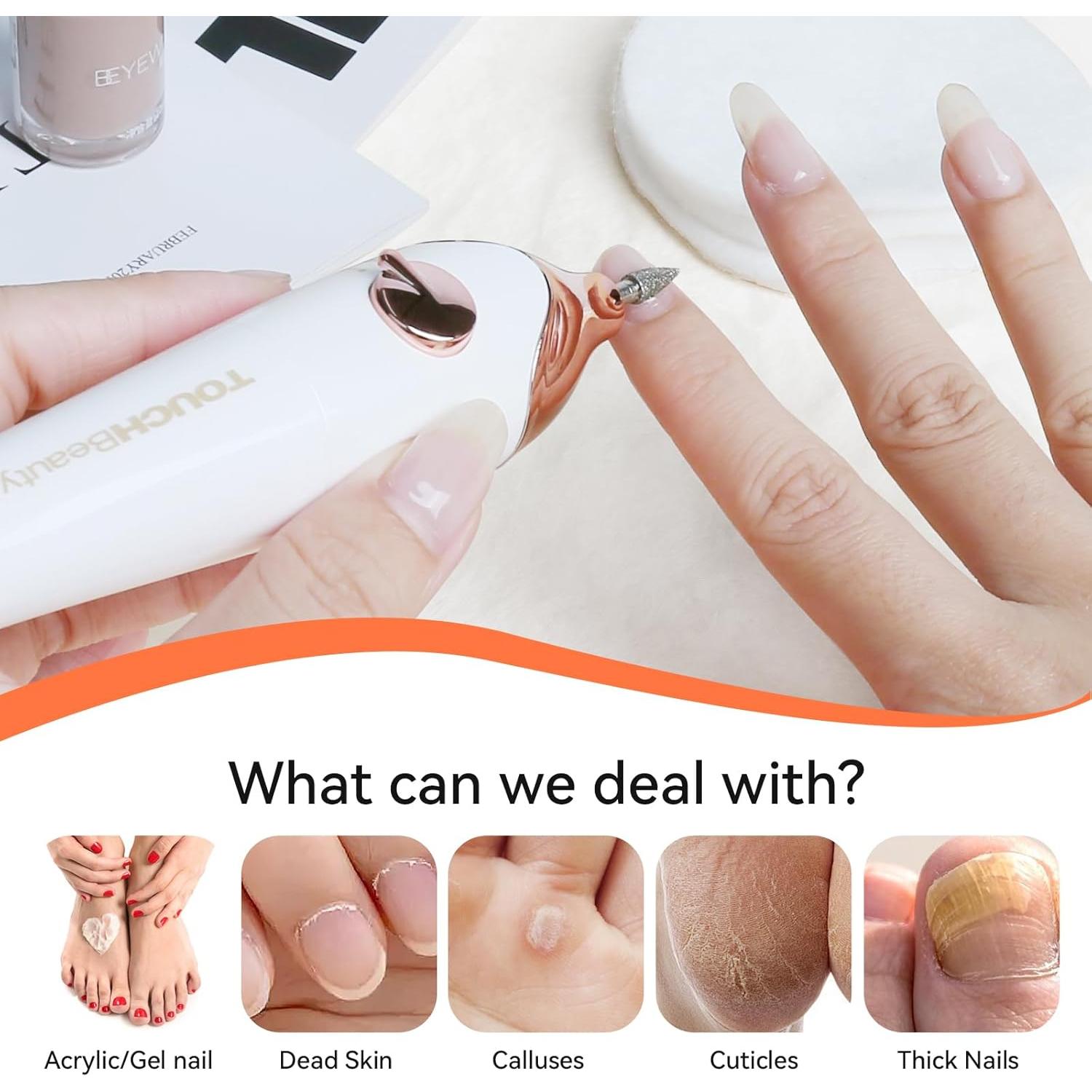 TOUCHBeauty Taladro Eléctrico para Uñas Oro, Kit Manicura UV