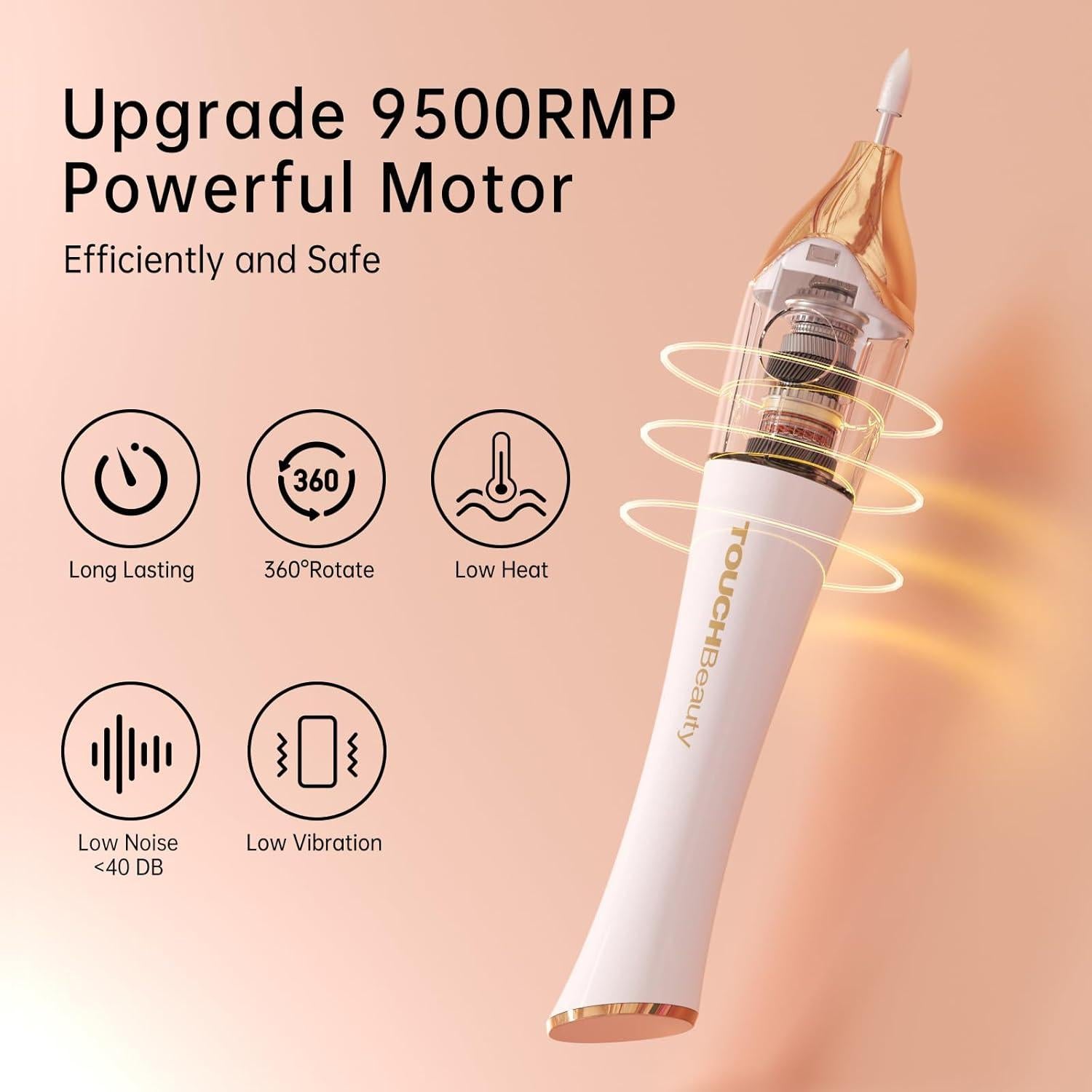 TOUCHBeauty Taladro Eléctrico para Uñas Oro, Kit Manicura UV