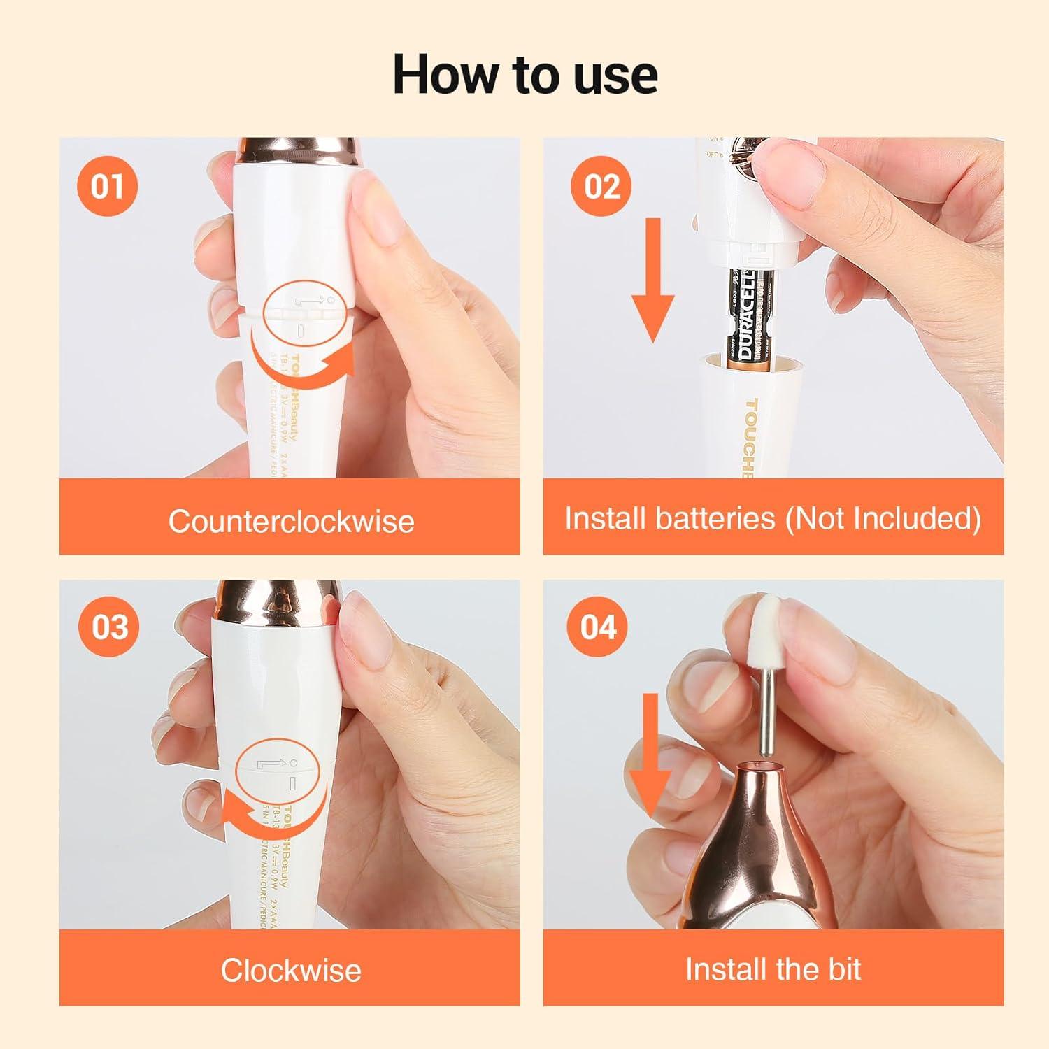 TOUCHBeauty Taladro Eléctrico para Uñas Oro, Kit Manicura UV