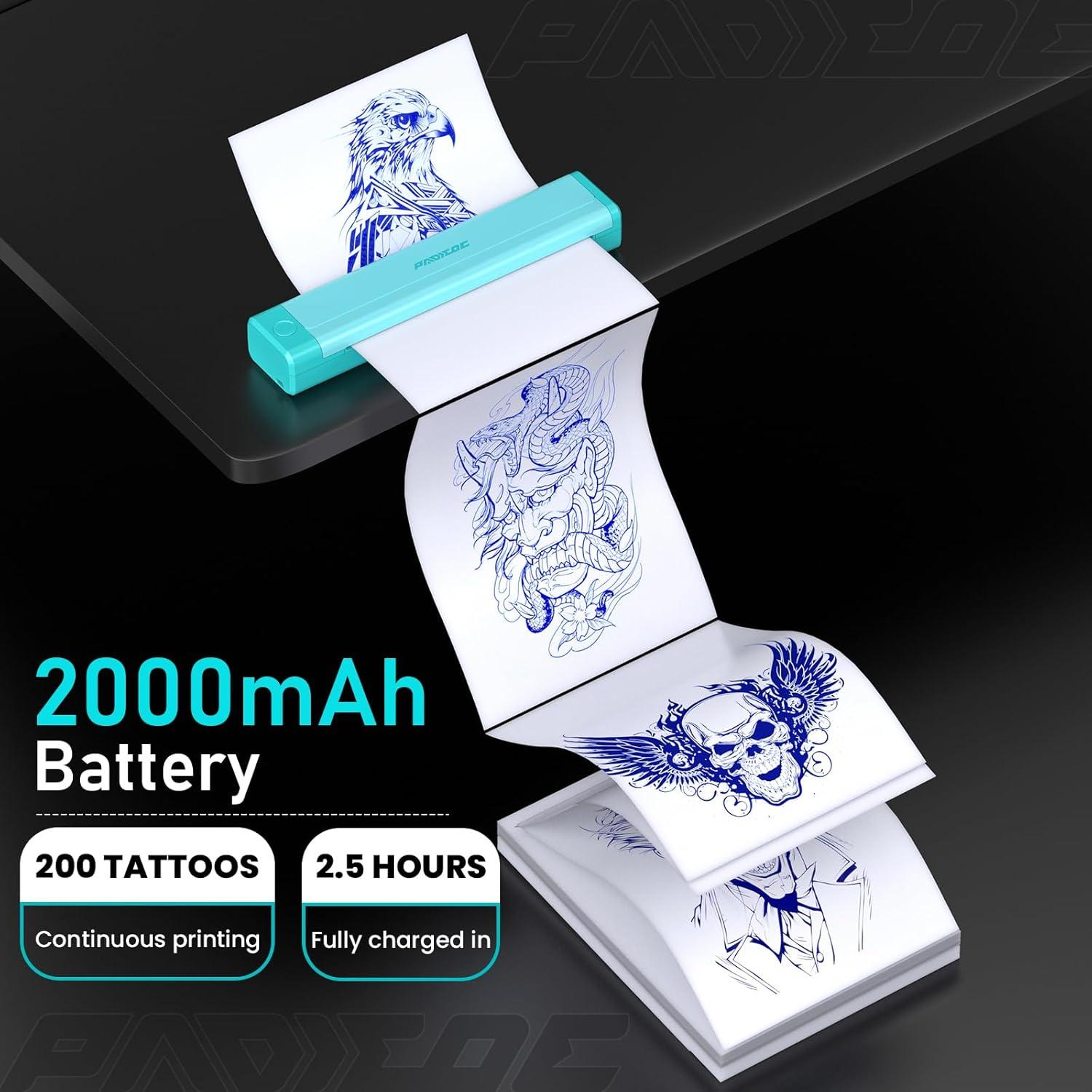 Impresora Térmica Inalámbrica de Tatuajes Padieoe 2000mAh