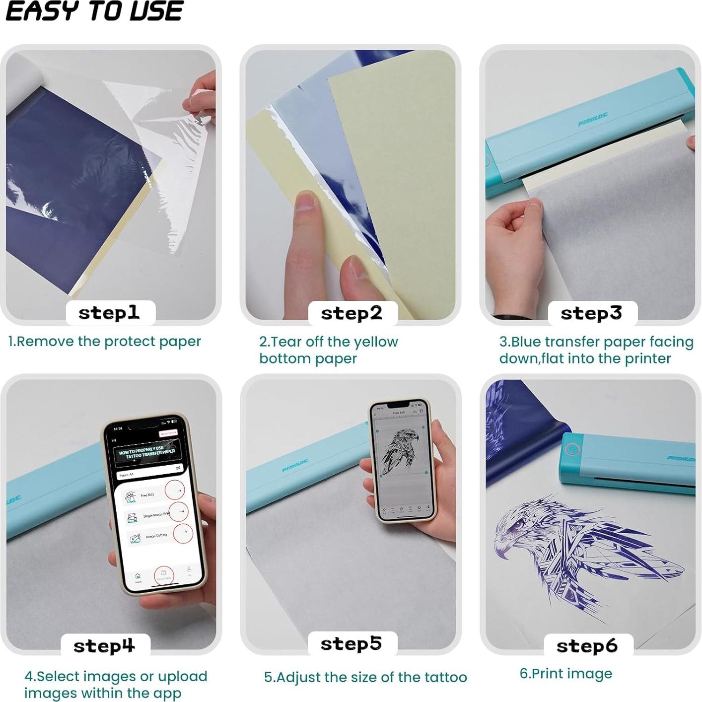 Impresora Térmica Inalámbrica de Tatuajes Padieoe 2000mAh