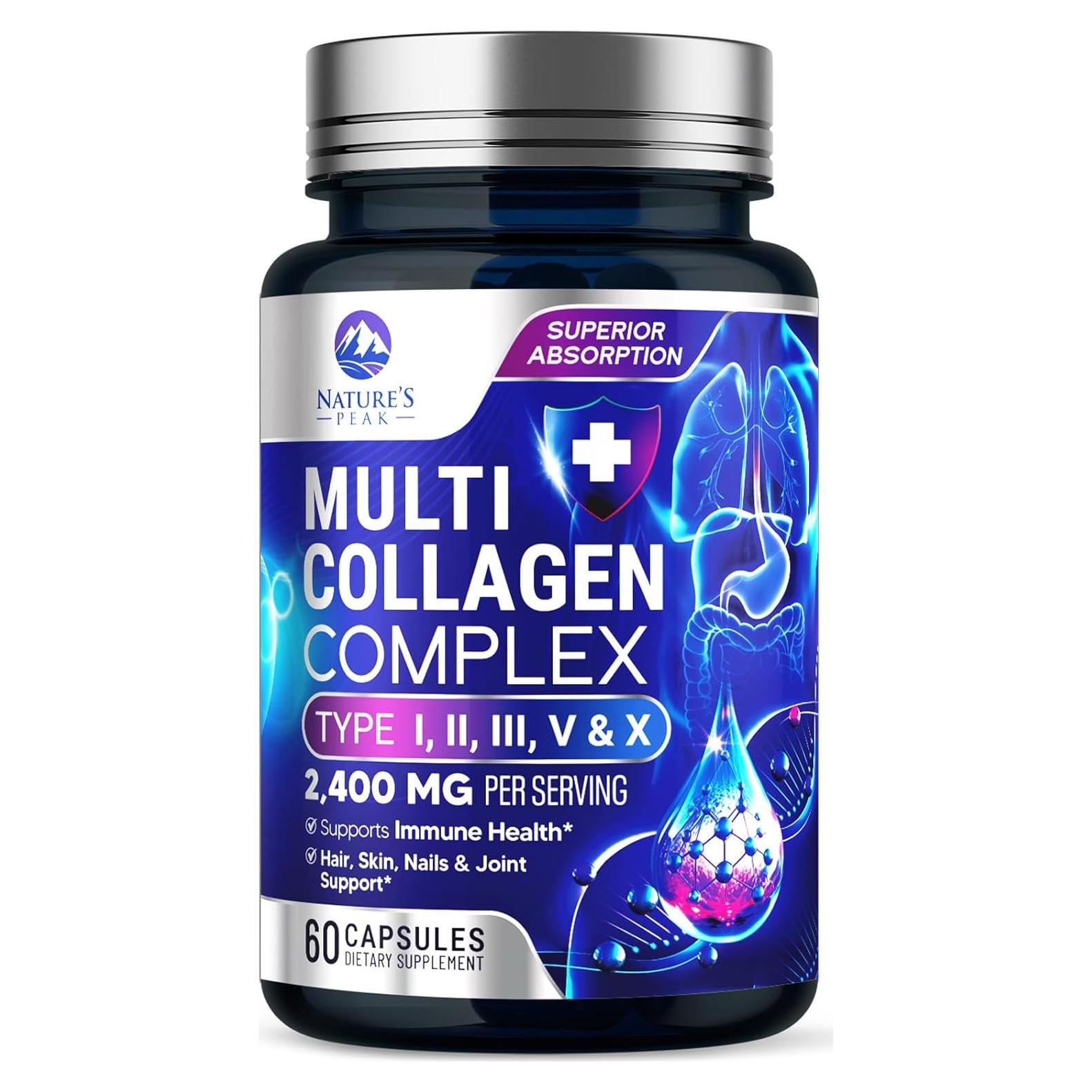 Suplemento de Colágeno Hidrolizado Nature's Peak - 60 Cápsulas