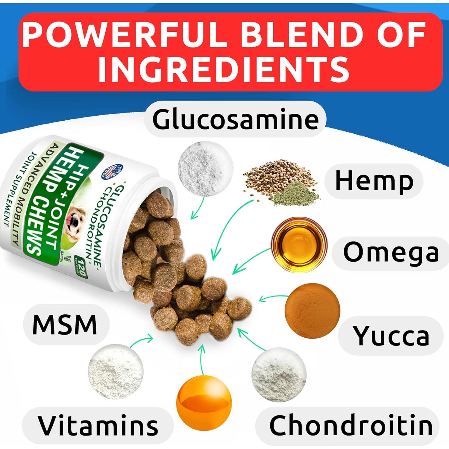 Chicles de Cánamo para Perros Bark&Spark 240Ct - Alivio Articular