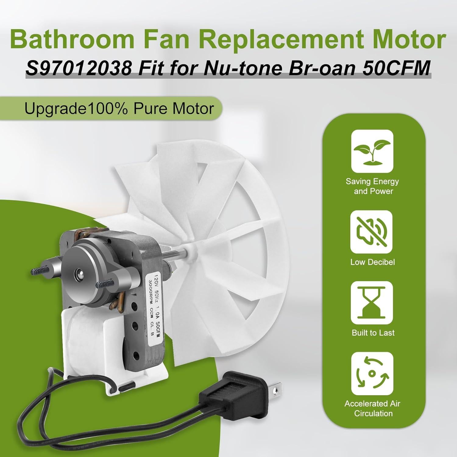 Motor de Ventilador de Baño Fetechmate S97012038 50CFM 120V