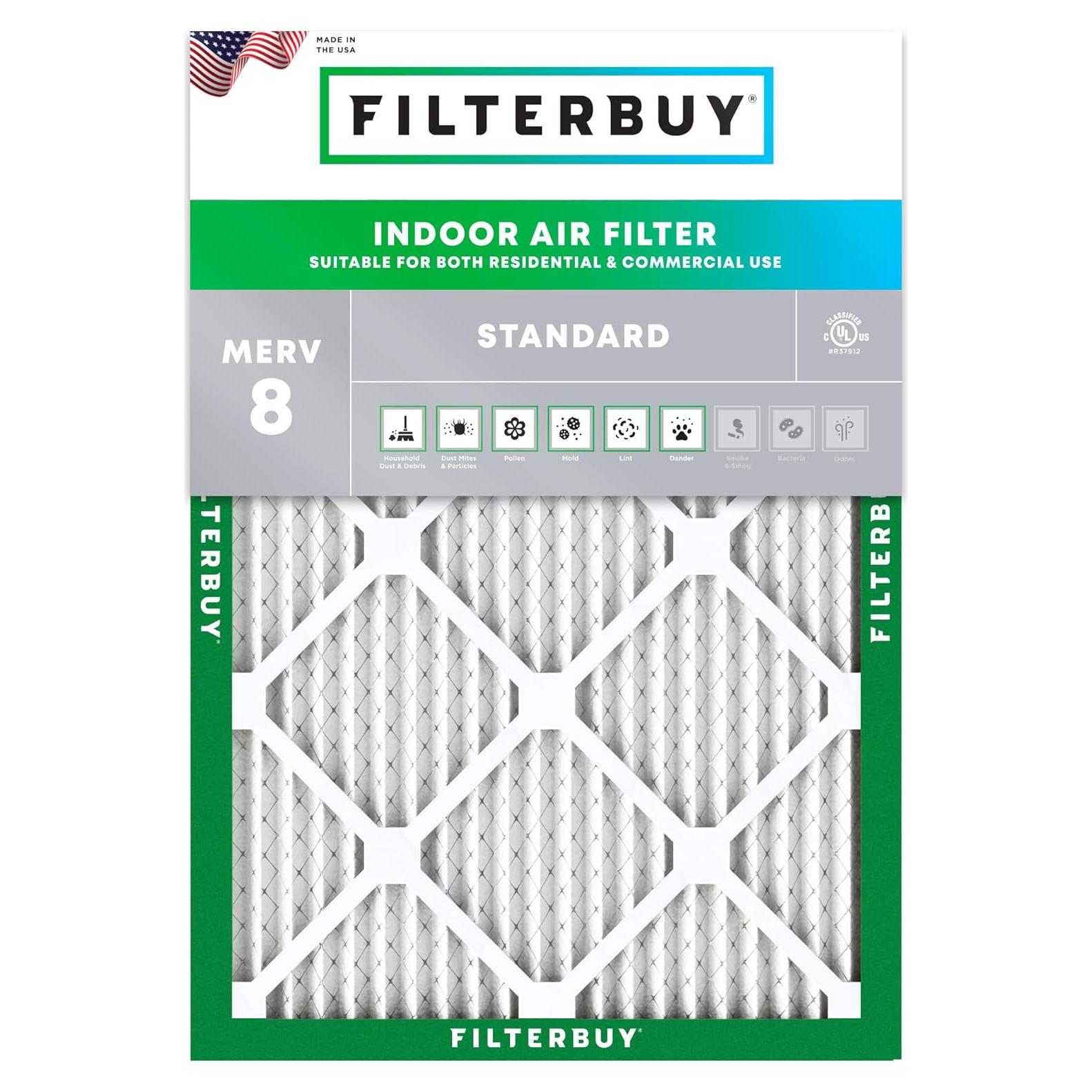 Filtro de aire Filterbuy 8x14x1 MERV 8 para HVAC - 1 unidad