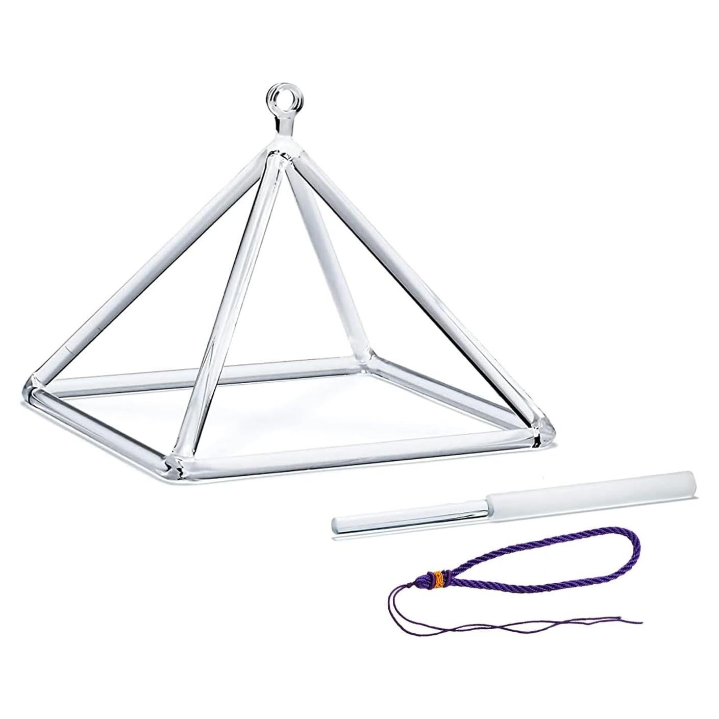 Pirámide de Canto de Cristal 15 cm Hye-eun con Palo y Cuerda