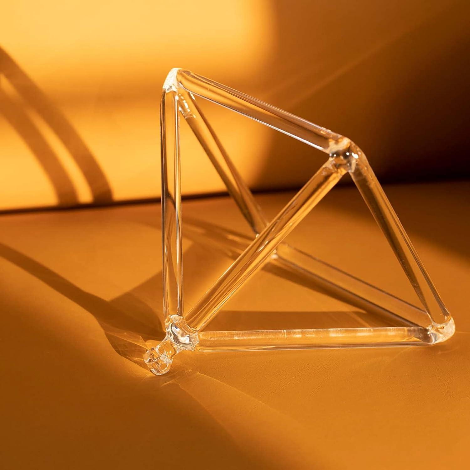 Pirámide de Canto de Cristal 15 cm Hye-eun con Palo y Cuerda