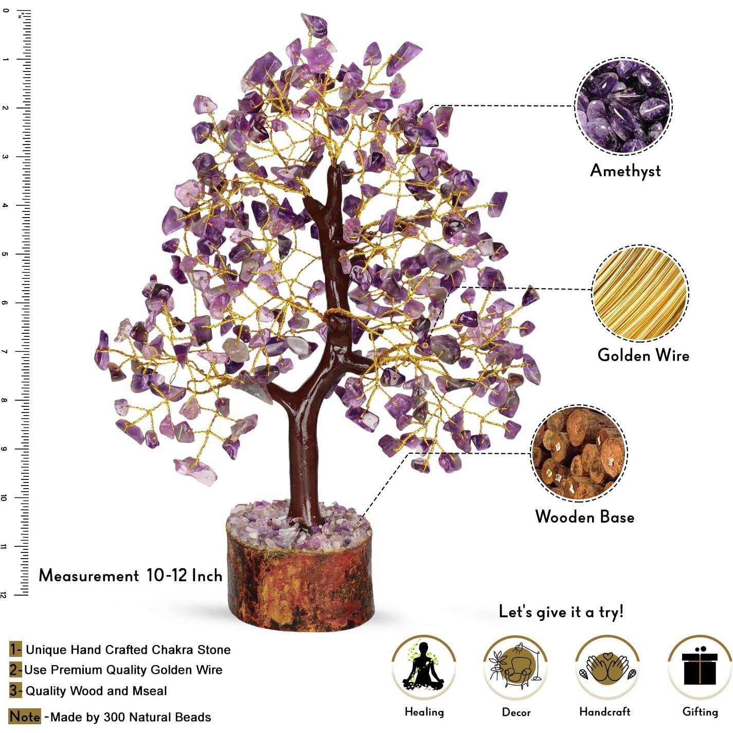 Árbol de Cristal de Amatista NARIBABU 25 cm Decoración Feng Shui