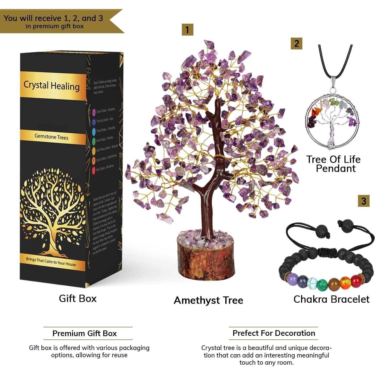 Árbol de Cristal de Amatista NARIBABU 25 cm Decoración Feng Shui