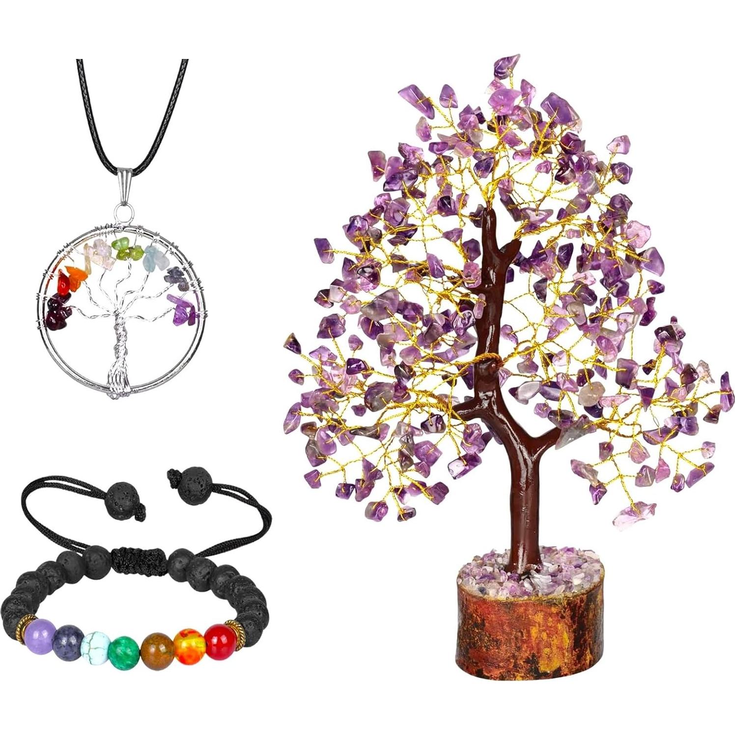 Árbol de Cristal de Amatista NARIBABU 25 cm Decoración Feng Shui